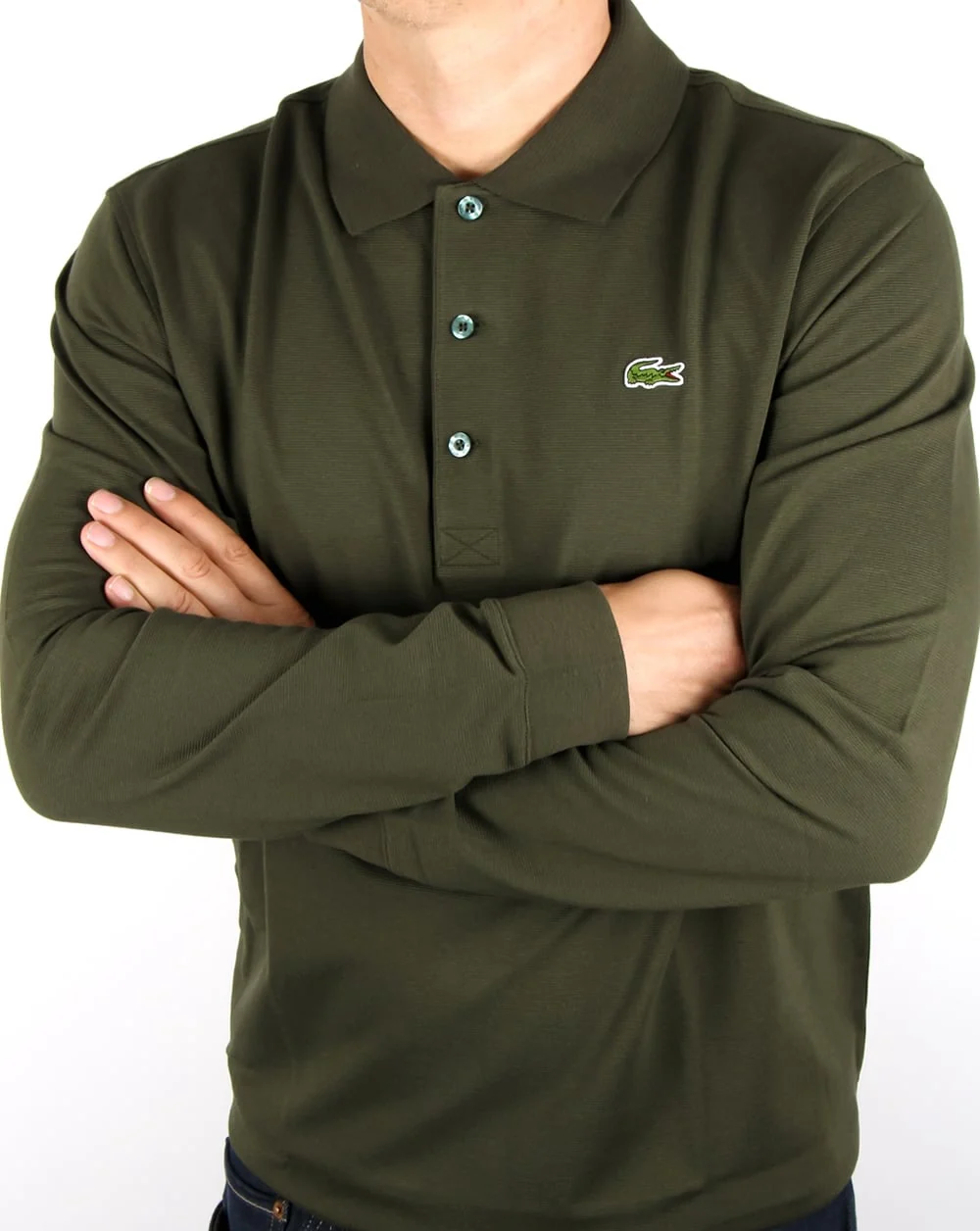 Lacoste Long Sleeve Polo Khaki Green - Image 4