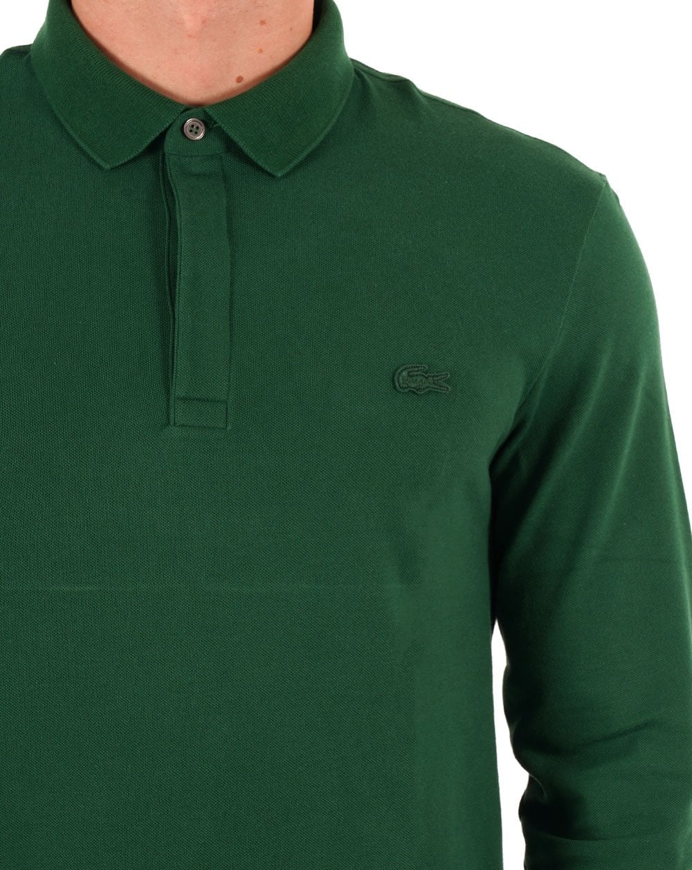 Lacoste Long Sleeve Tonal Paris Polo Shirt Green - Image 2