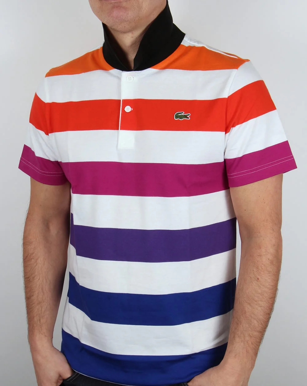 Lacoste Multi Stripe Polo Shirt White/mixed - Image 2