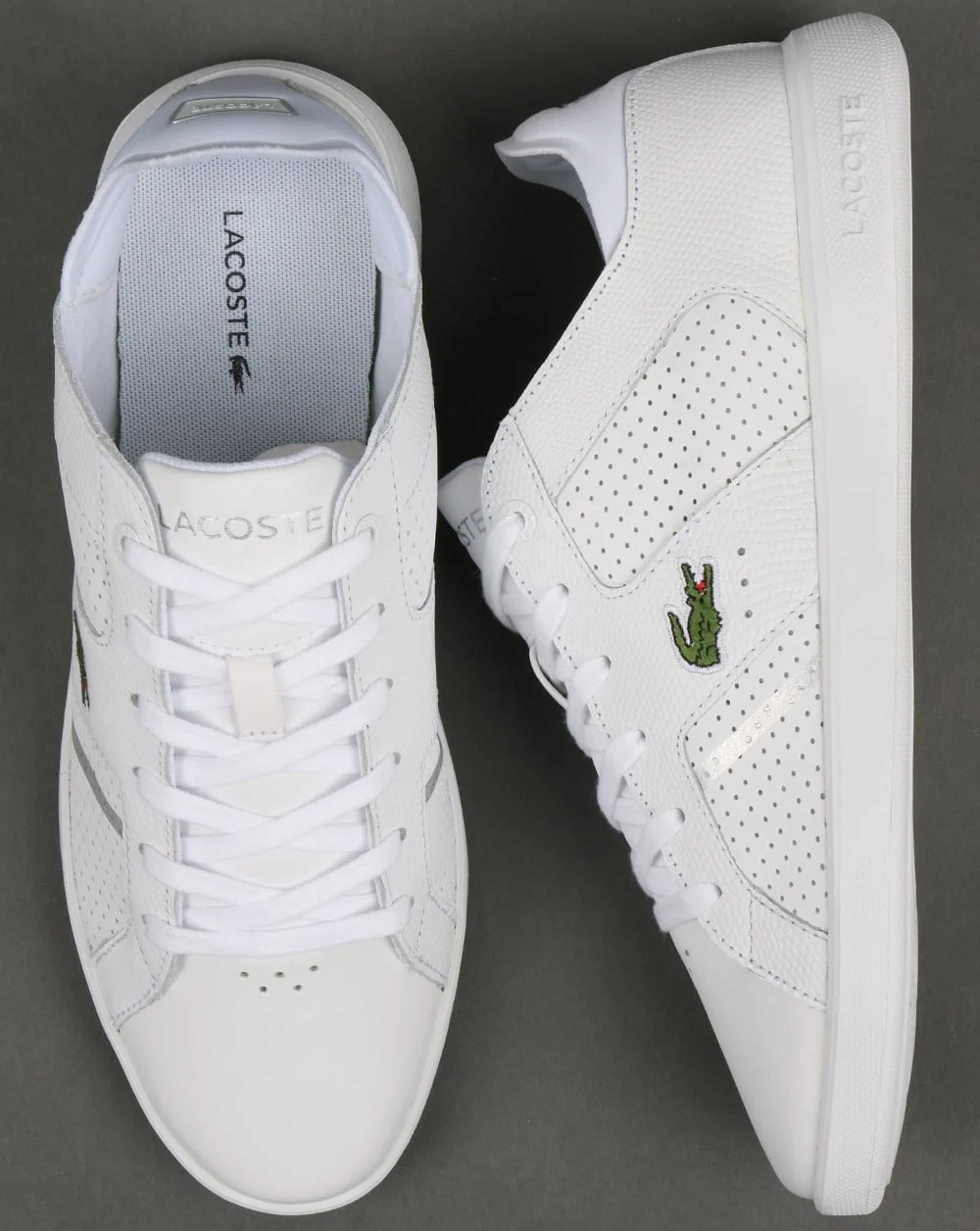 Lacoste Novas Trainers White/Silver - Image 2