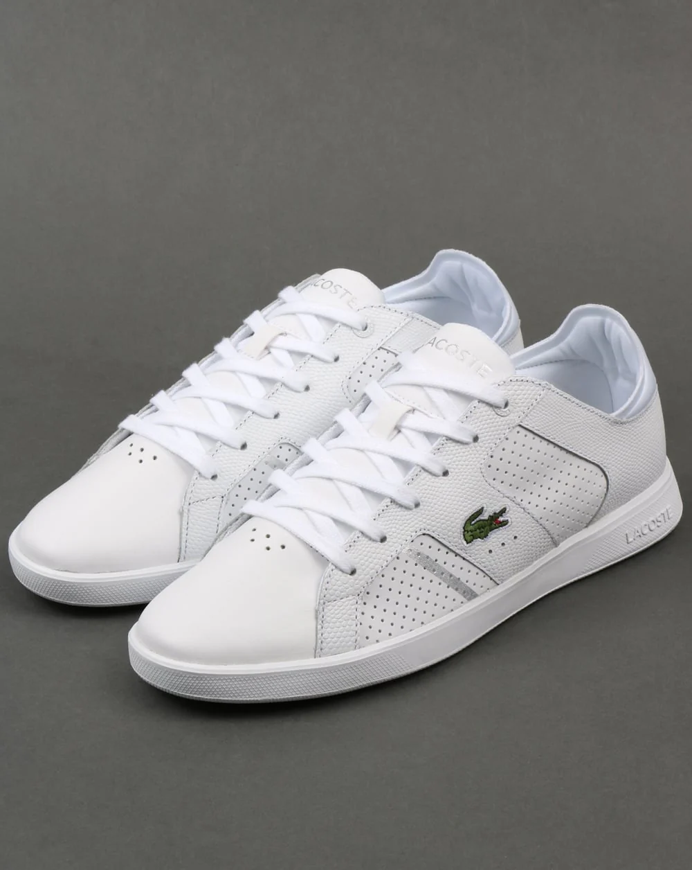 Lacoste Novas Trainers White/Silver - Image 3