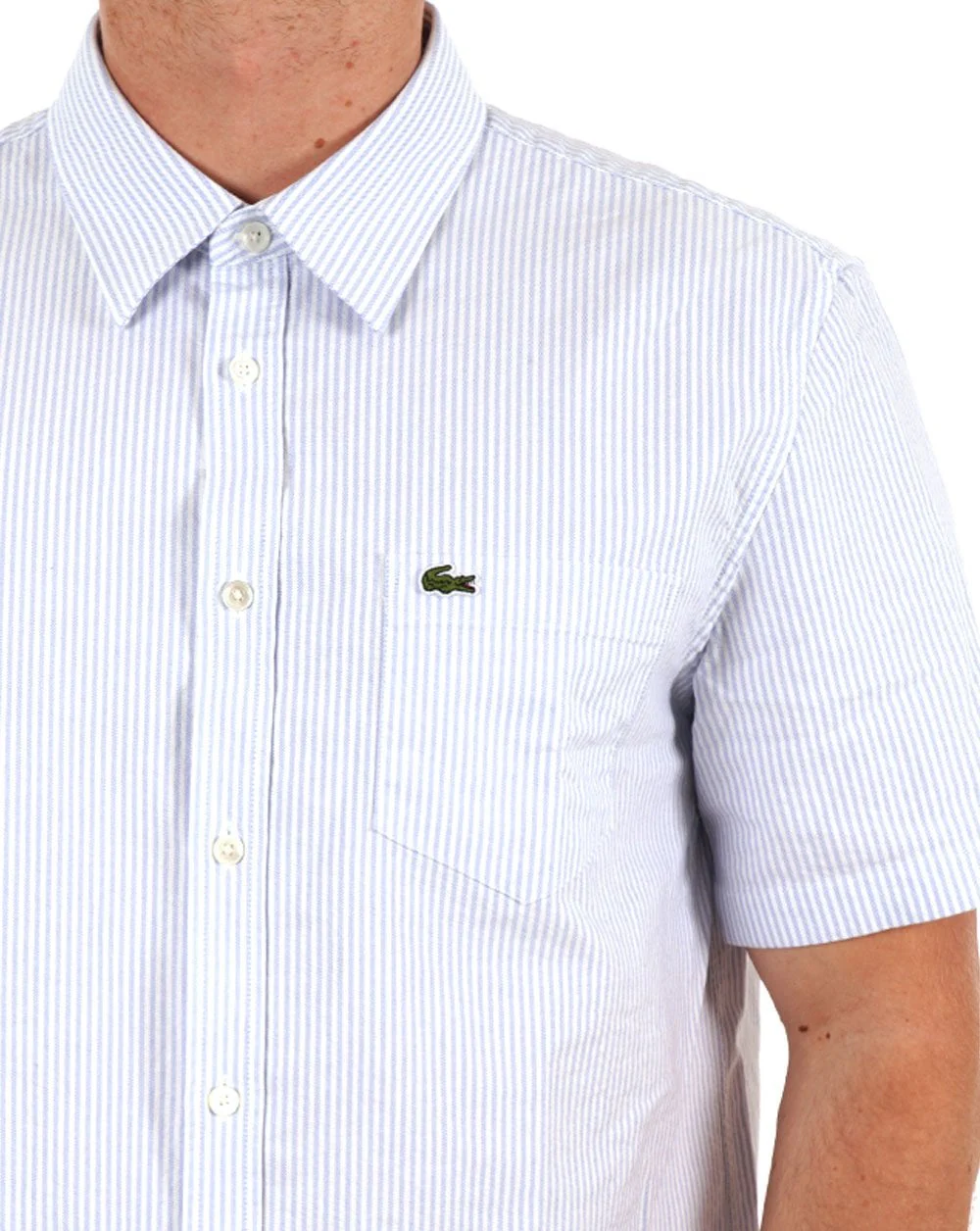 Lacoste Oxford Striped Shirt Sky Blue/White - Image 2
