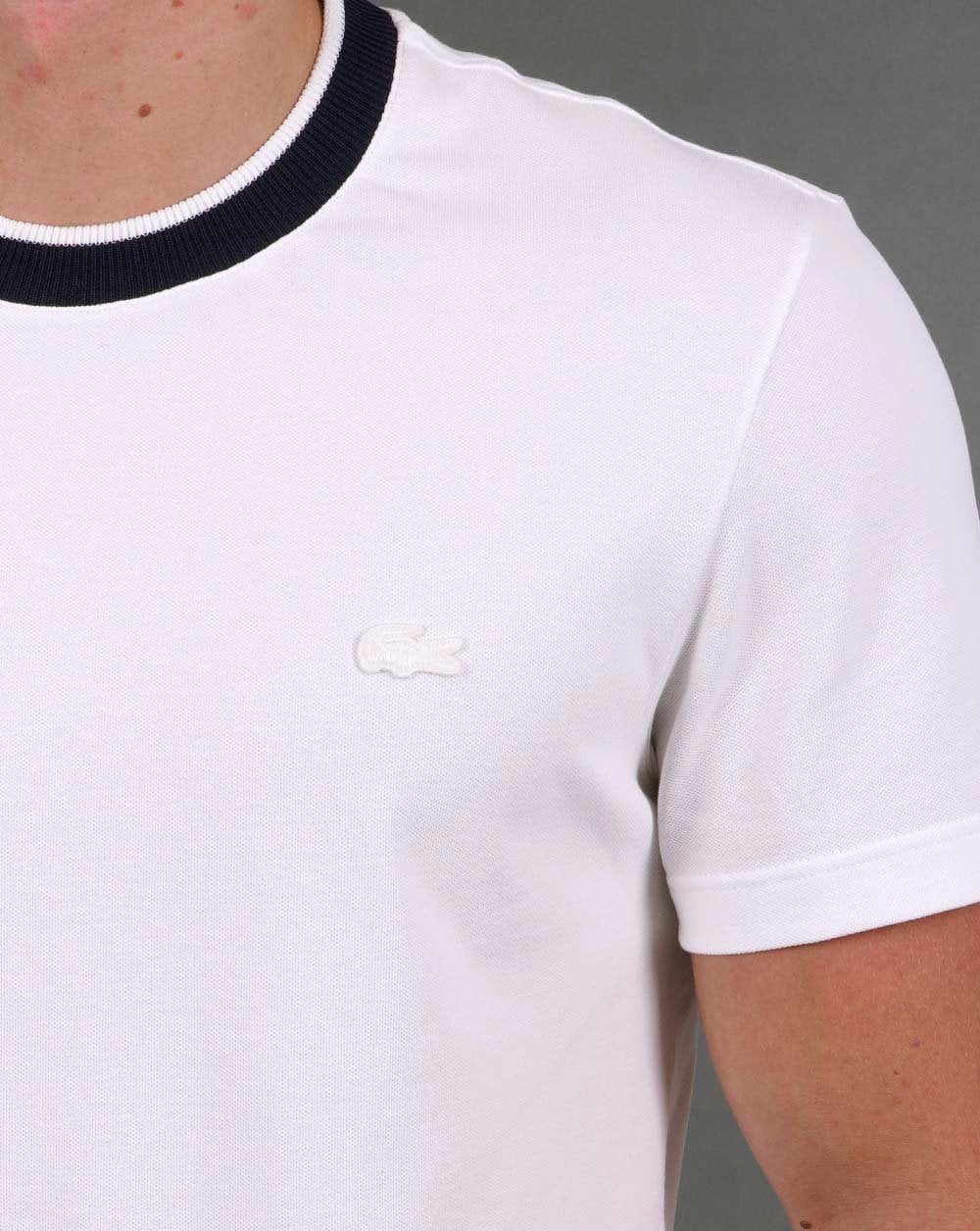 Lacoste Pique T-shirt Off White/Navy - Image 3