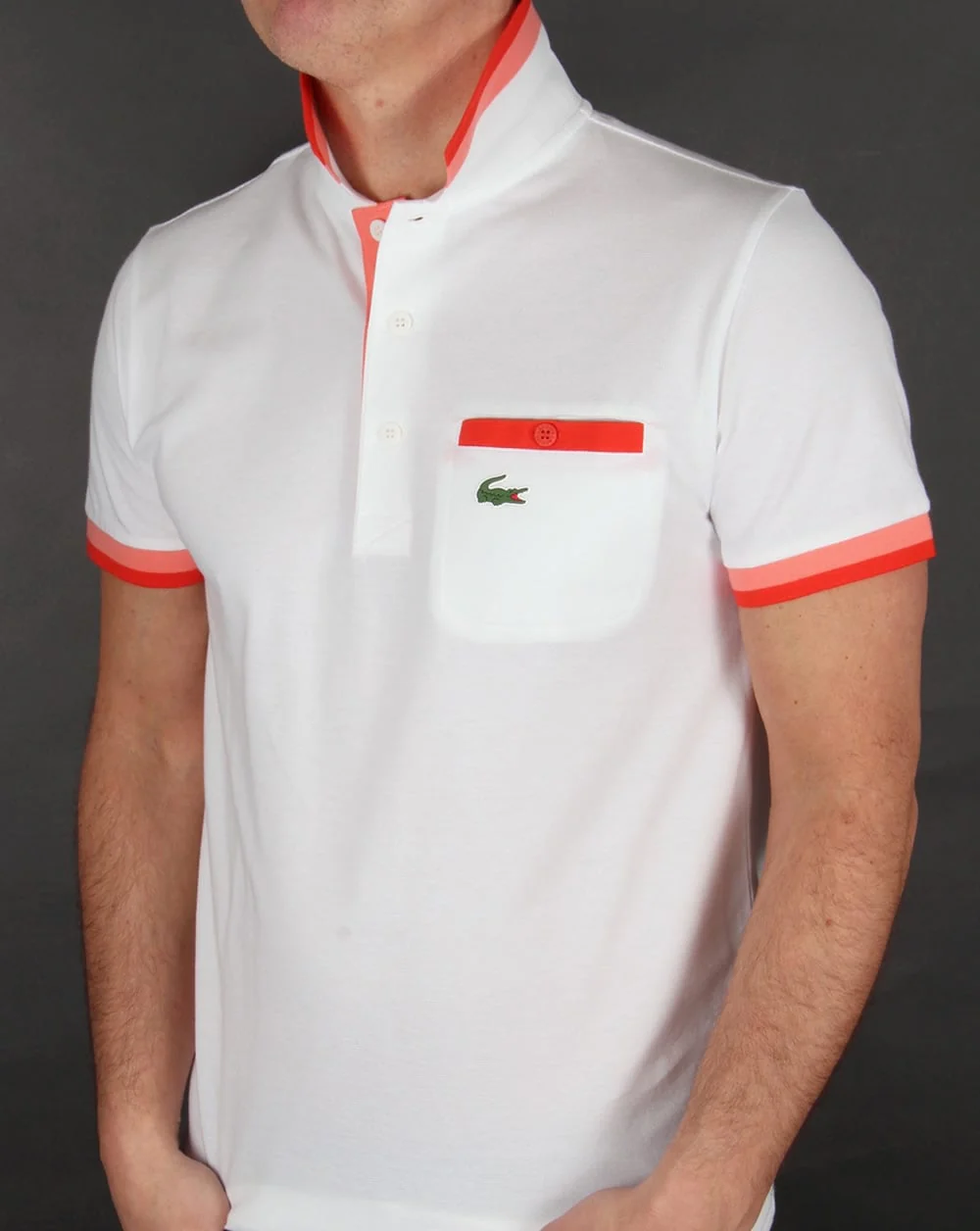 Lacoste Pocket Detail Polo Shirt White/Red - Image 4