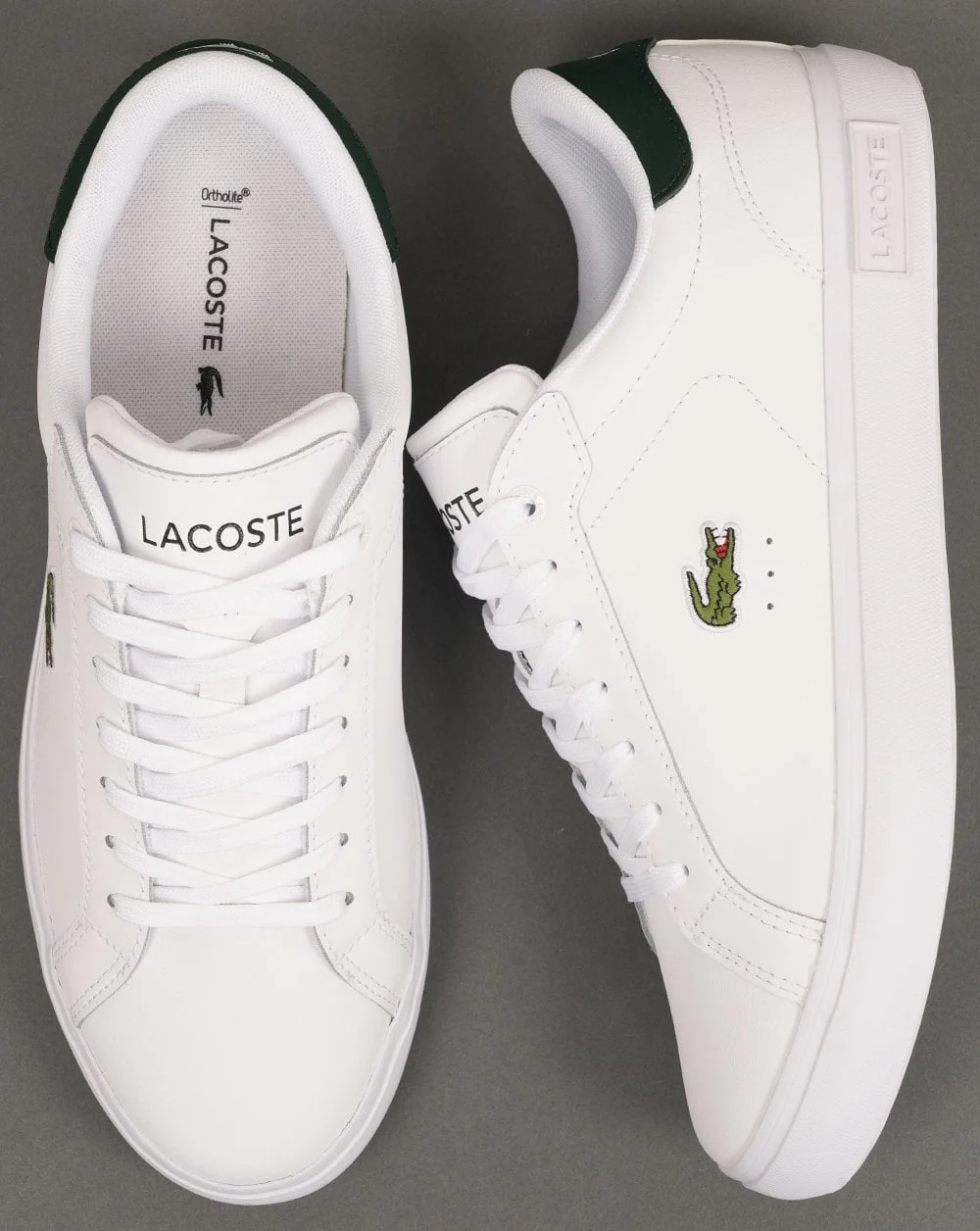Lacoste Powercourt Trainers White/Dark Green - Image 4
