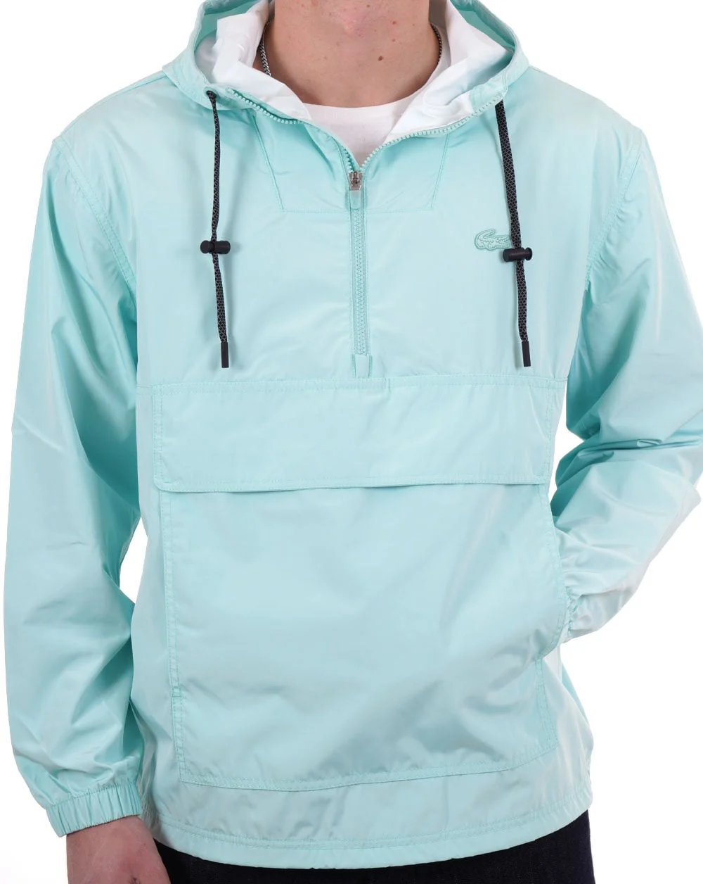 Lacoste Quarter Zip Hooded Jacket Pastille Mint - Image 4