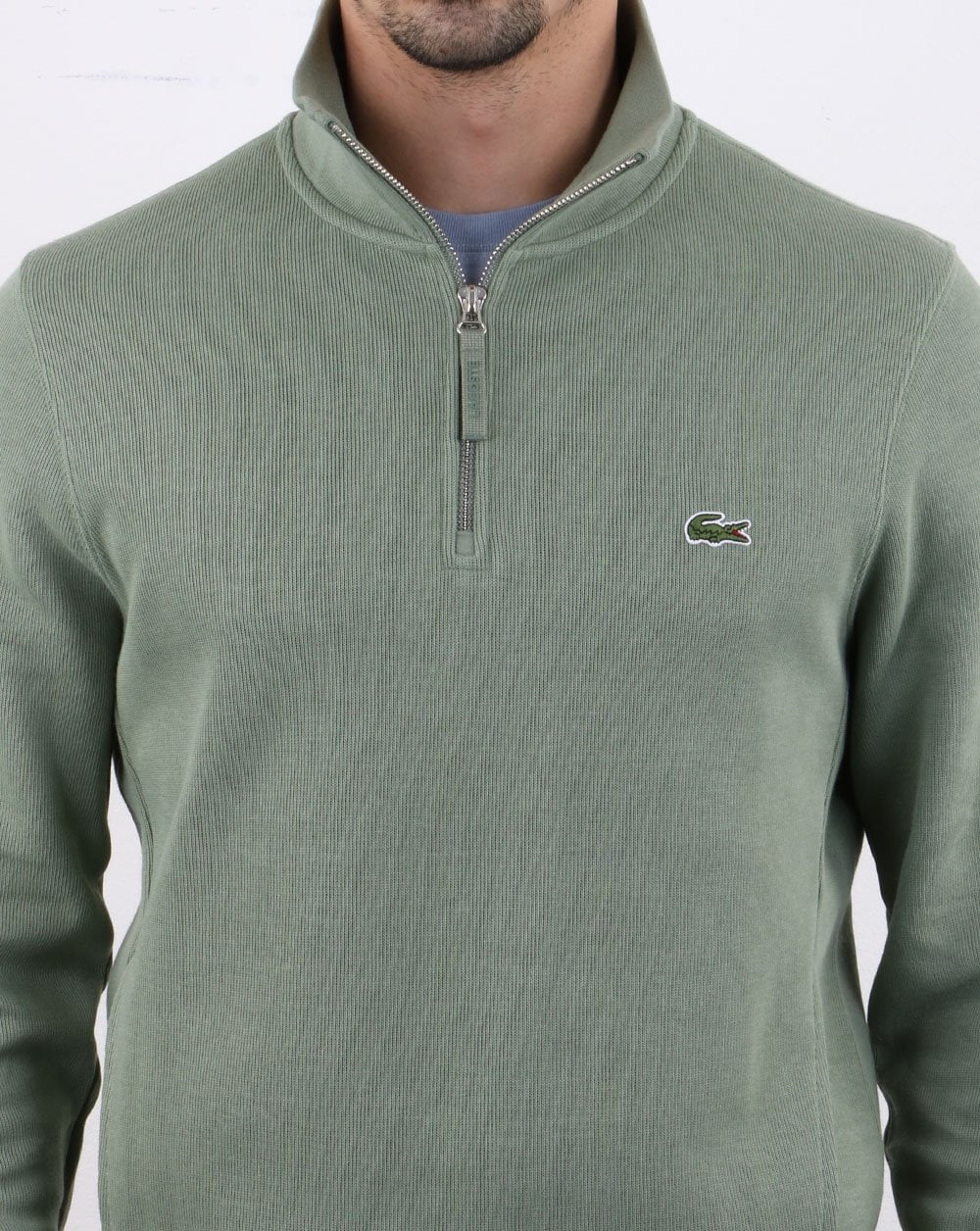 Lacoste Quarter Zip Sweatshirt Light Green - Image 3