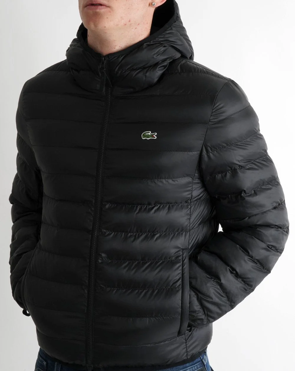 Lacoste Quilted Hooded Jacket Black - Image 2
