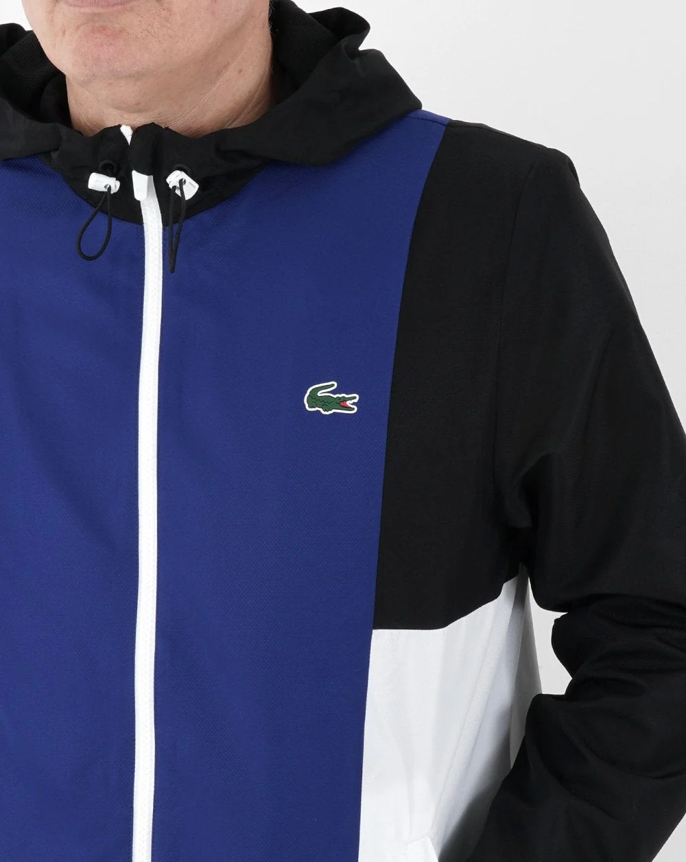 Lacoste Sport Hooded Panel Jacket Black/Blue/White - Image 2
