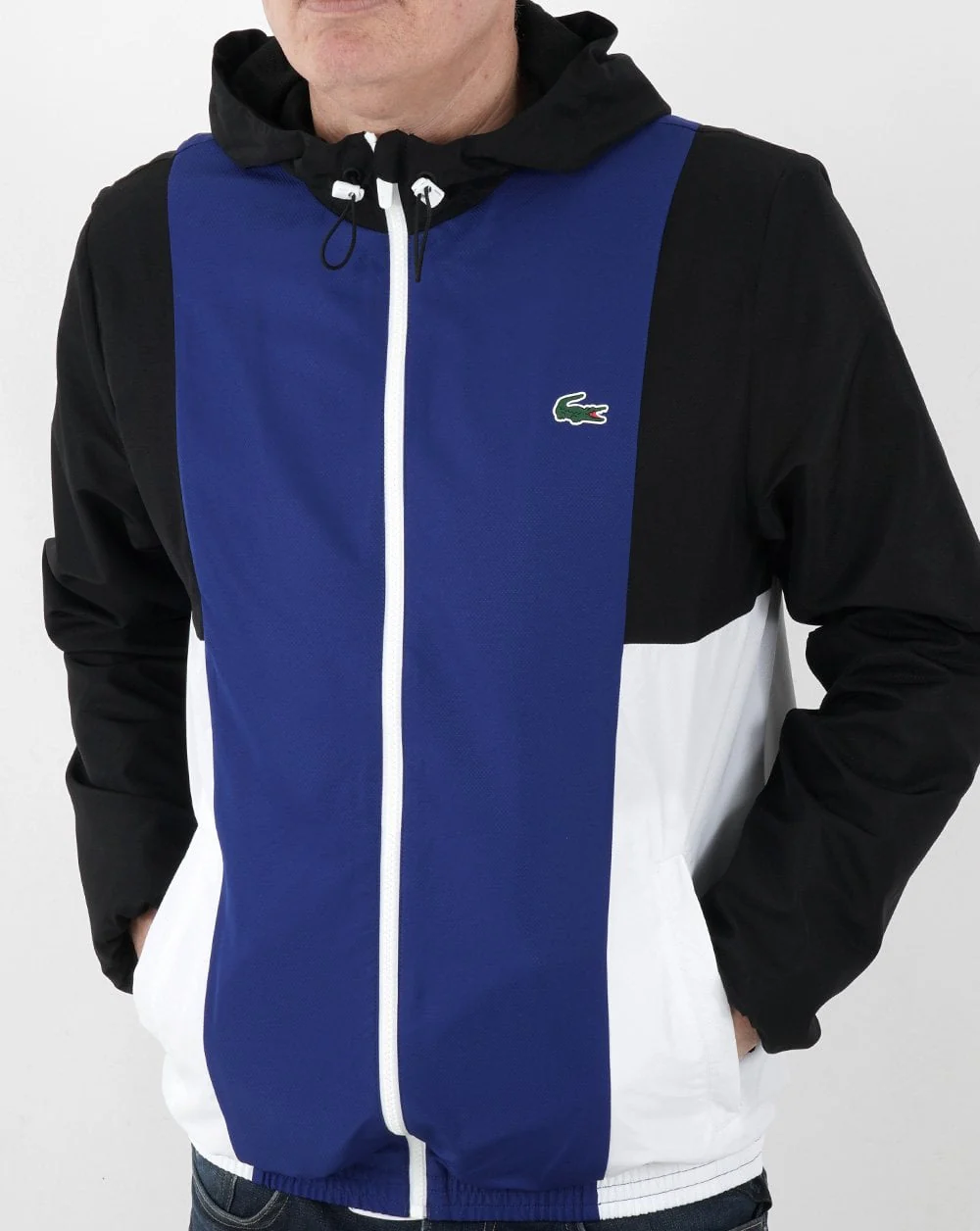 Lacoste Sport Hooded Panel Jacket Black/Blue/White - Image 3