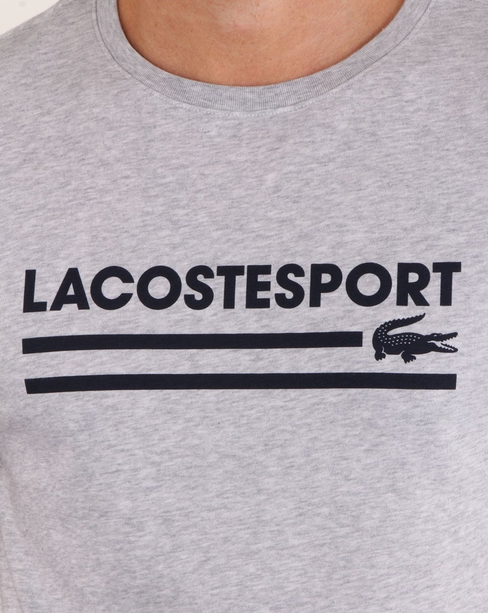 Lacoste Sport Logo T Shirt Silver Chine/navy - Image 2