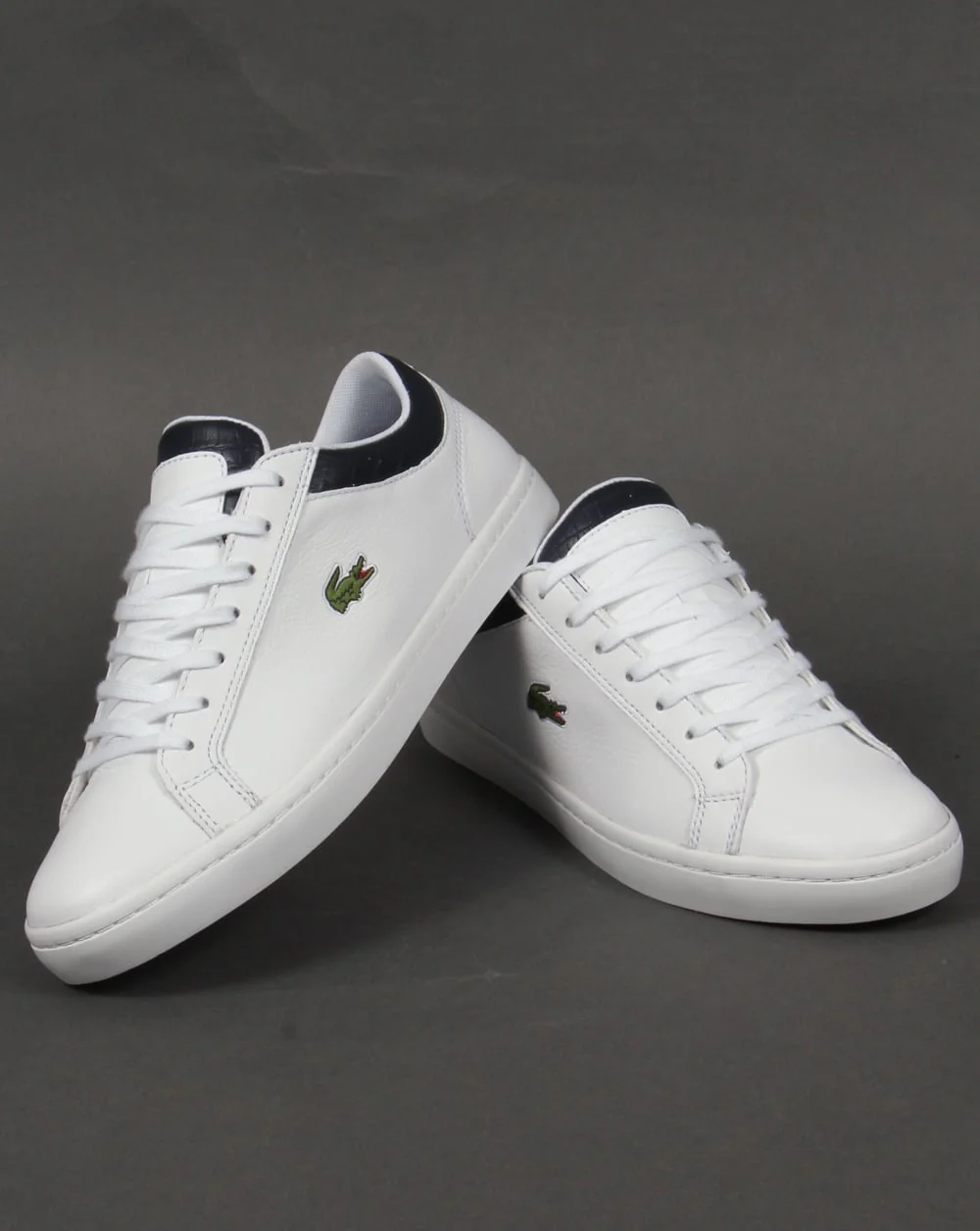 Lacoste Straightset Trainers White/Navy - Image 3
