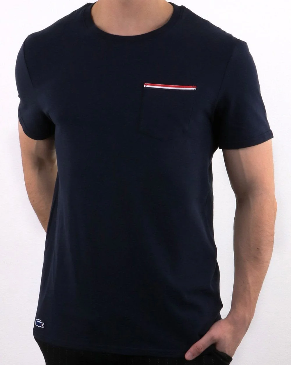 Lacoste Striped Pocket T-shirt Navy - Image 2