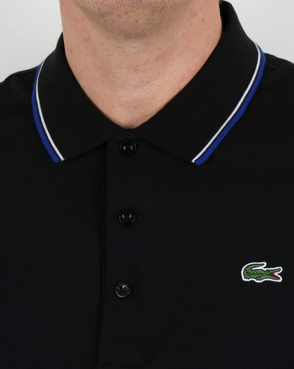 Lacoste Tipped Polo Shirt Black/French Blue - Image 2