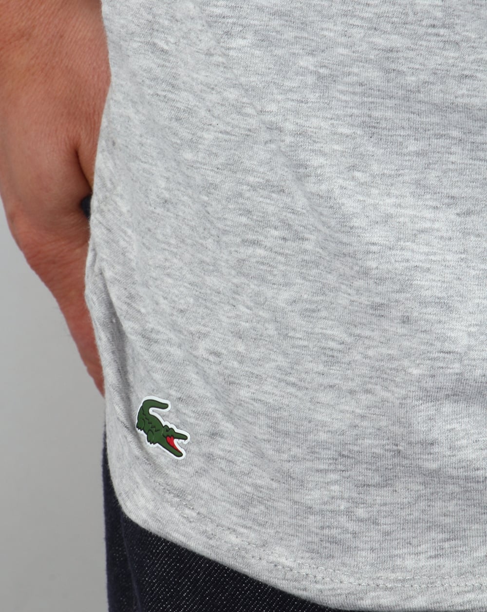 Lacoste Twin Pack Crew Neck T Shirts Grey Melange - Image 4
