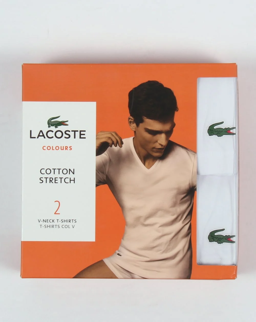 Lacoste Twin Pack V Neck T Shirts White - Image 3
