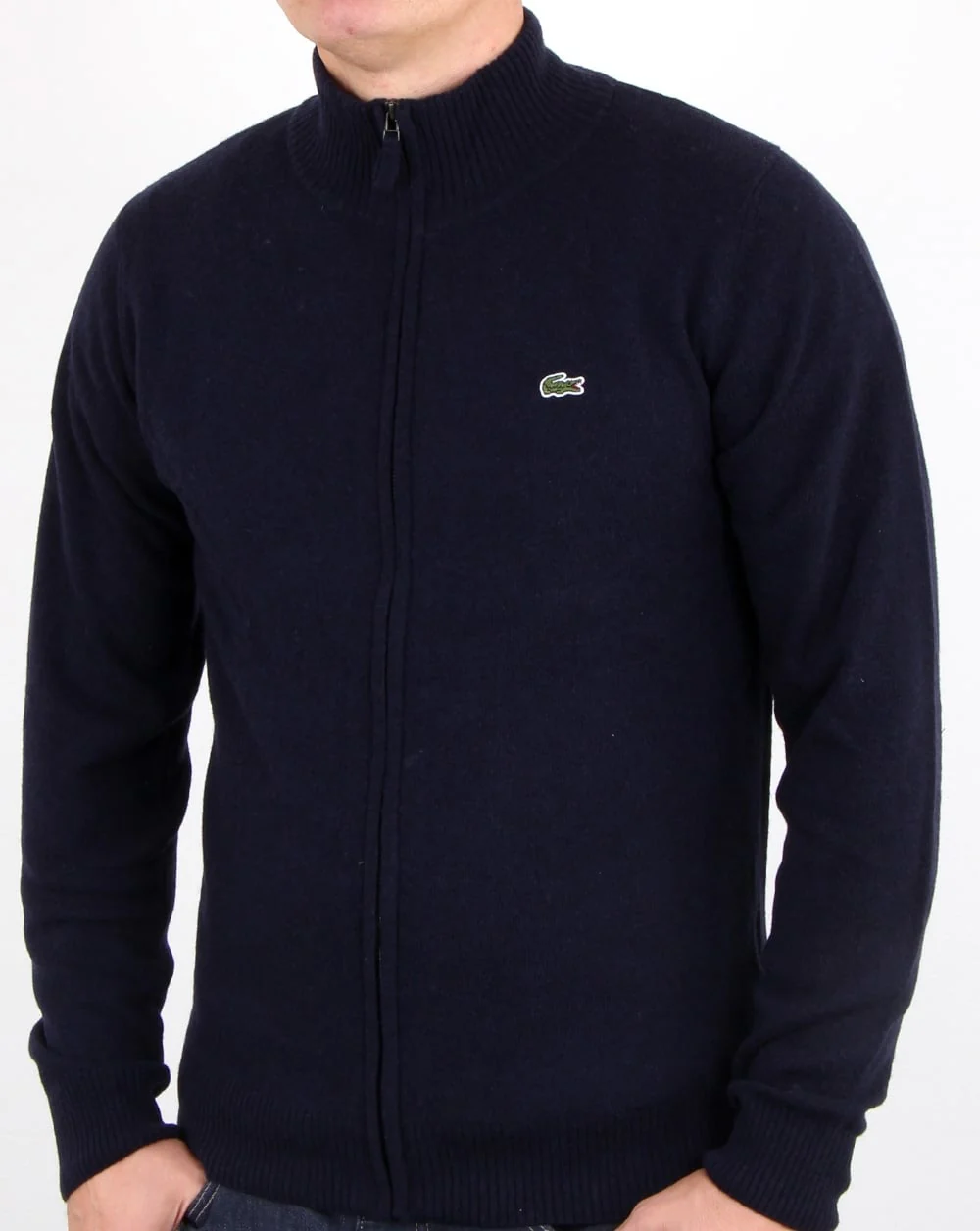 Lacoste Wool Full Zip Jumper Navy - Image 3