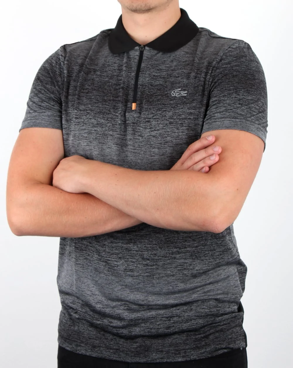 Lacoste Zip Neck Polo Shirt Black/copper - Image 3