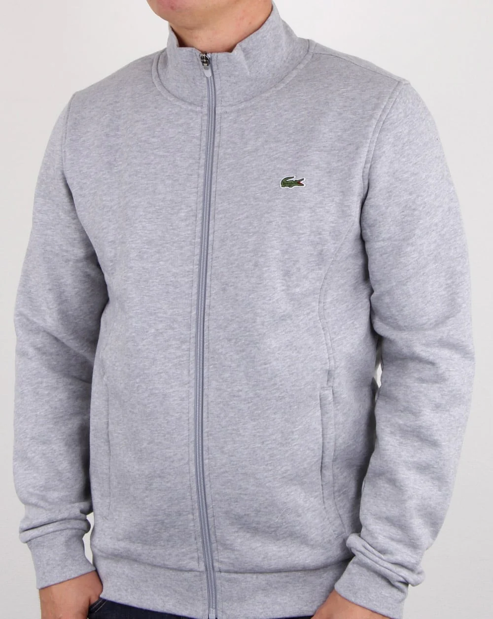 Lacoste Zip Up Track Top Silver Chine