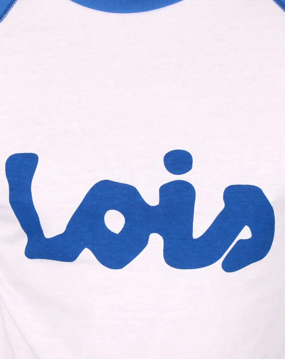 Lois Raglan Logo T Shirt White/blue - Image 2
