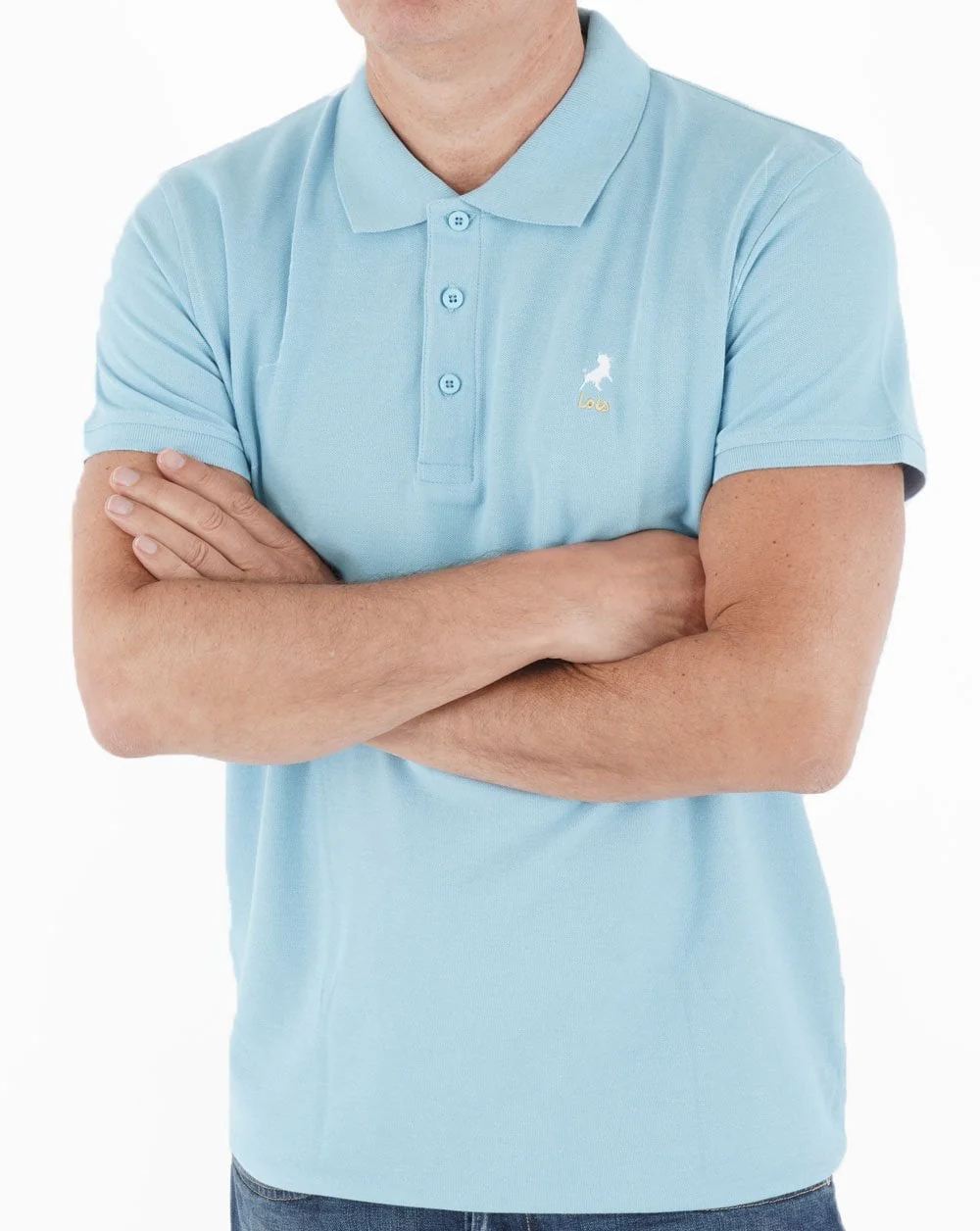 Lois Seventies Short Sleeve Polo Shirt Sky - Image 3