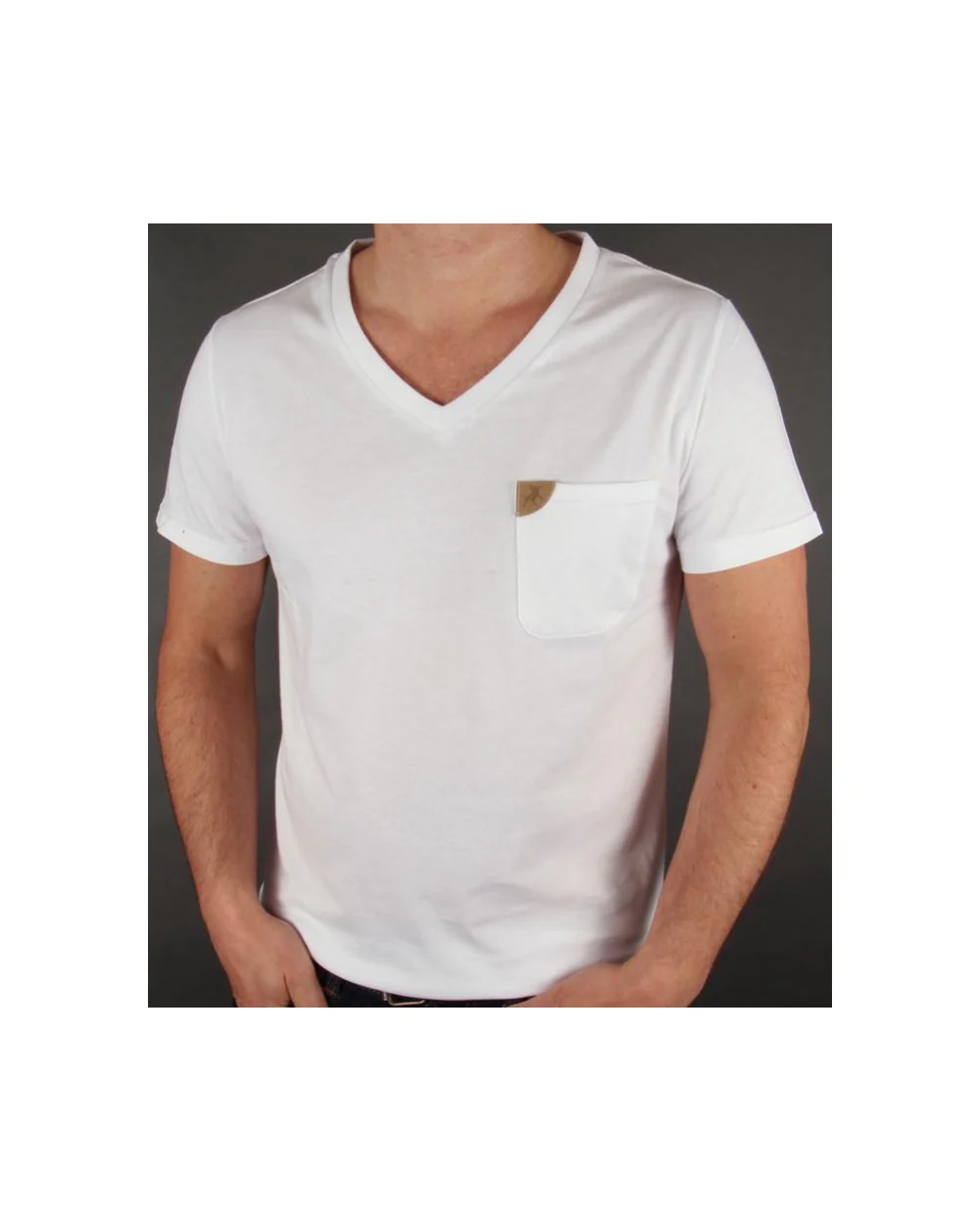 Lois V Neck Pocket T-shirt White