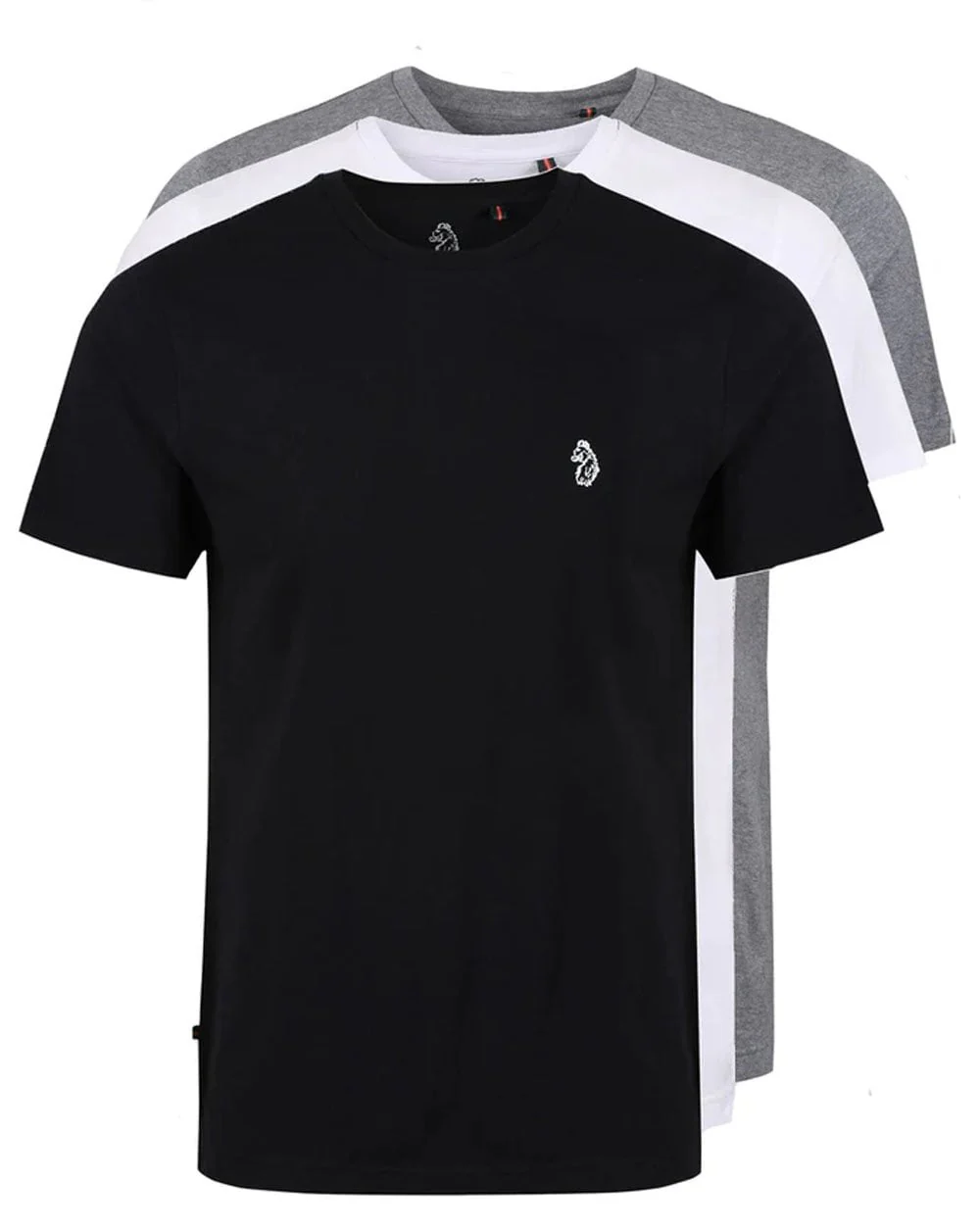 Luke 3 Pack T Shirts Black/Grey/White