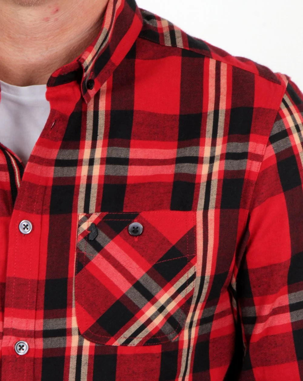 Luke Heyday Patch Pocket Detail Shirt Red Mix Check - Image 2