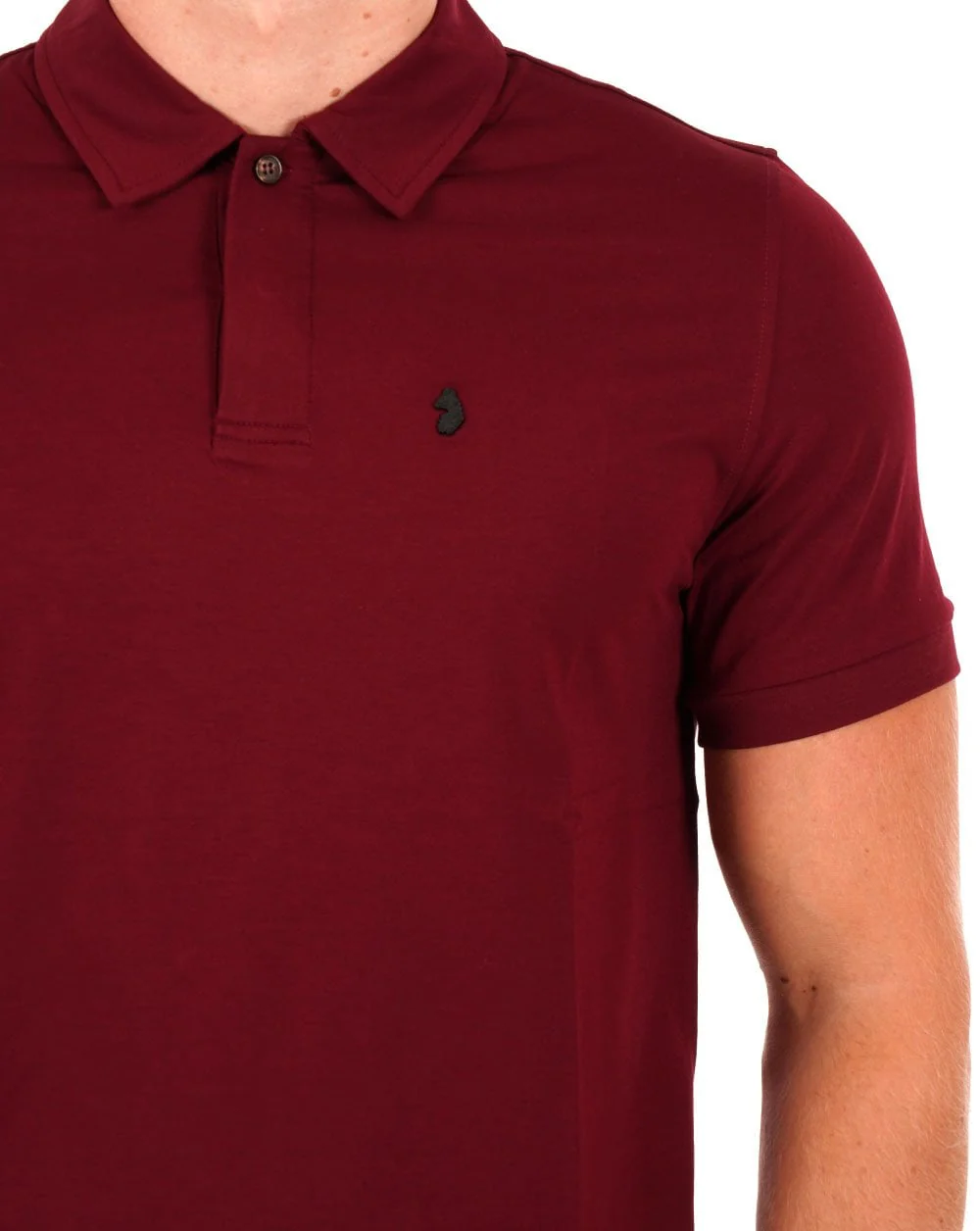 Luke Hong Kong Jersey Polo Shirt Burgundy - Image 2