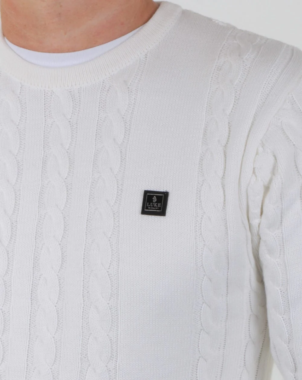 Luke Horton Cable Knit Jumper Cream - Image 2