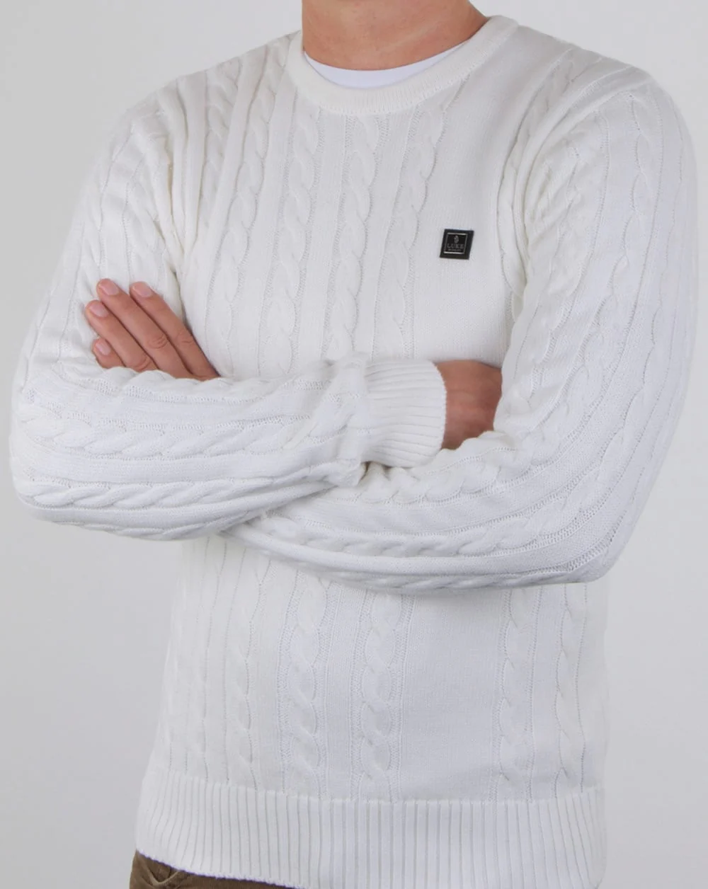 Luke Horton Cable Knit Jumper Cream - Image 3