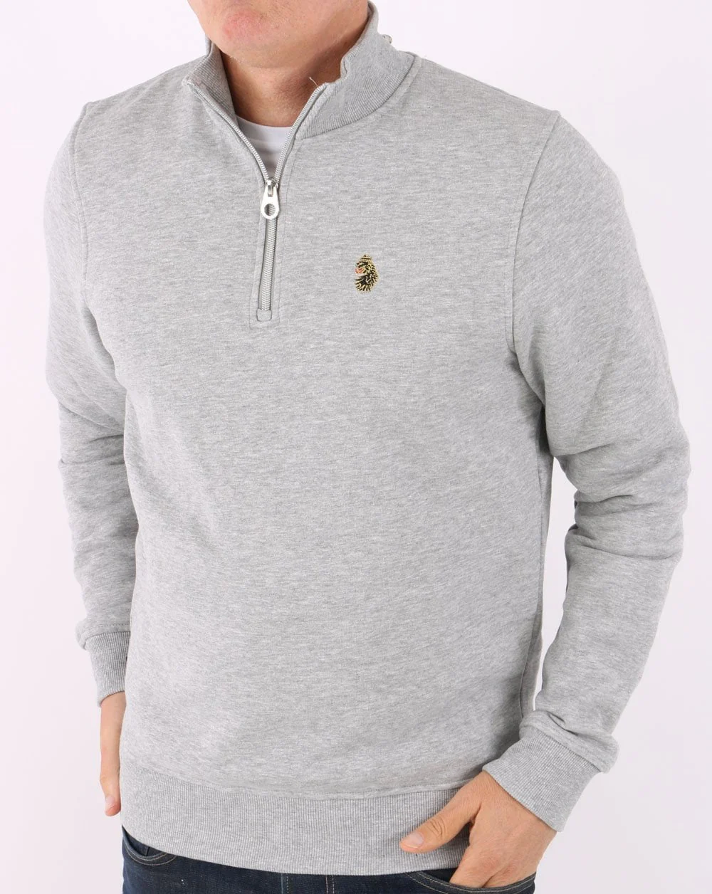 Luke Sport Sydney 1/4 Zip Sweatshirt Mid Marl Grey
