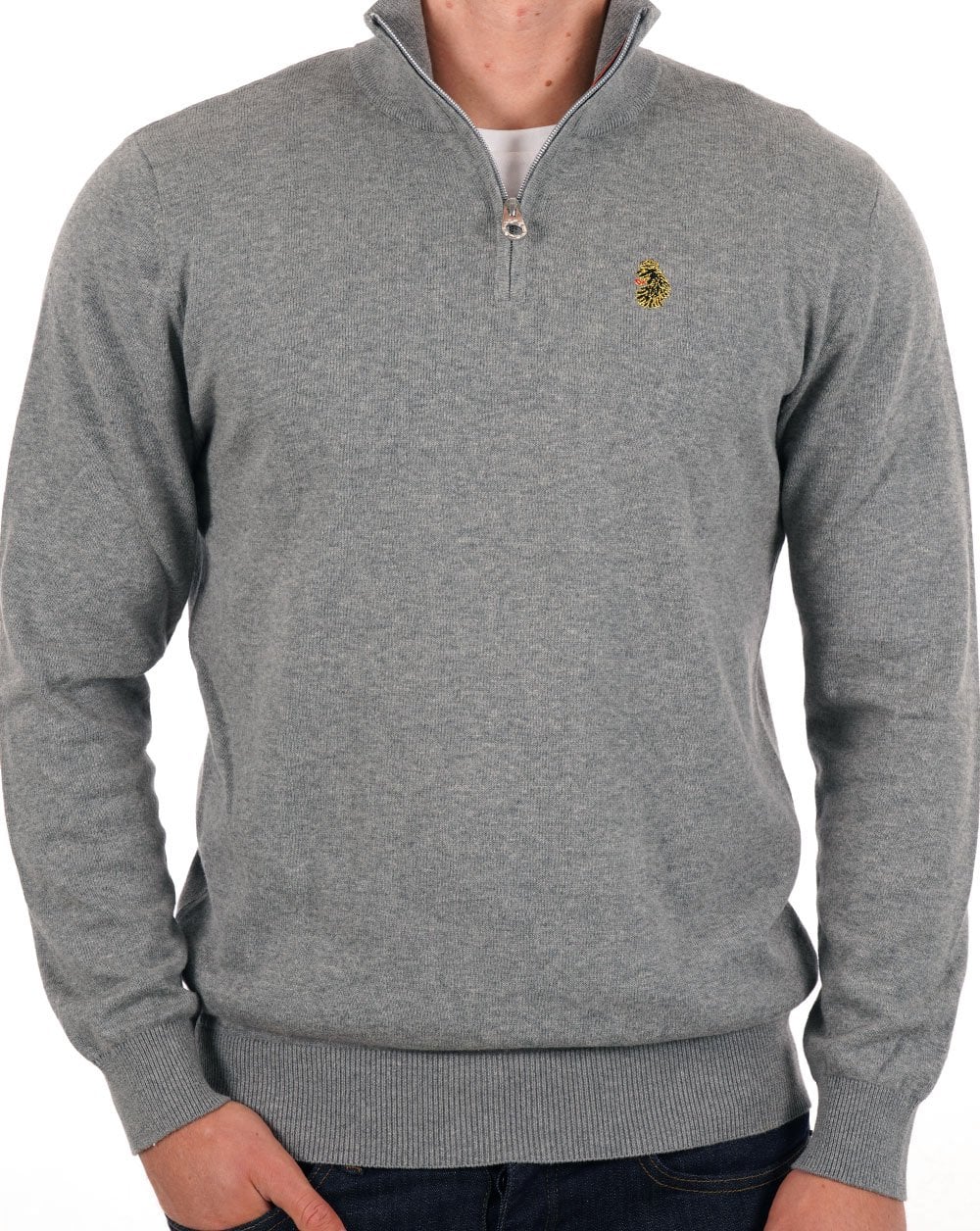 Luke Tel Aviv 1/4 Zip Knit Mid Marl Grey - Image 3