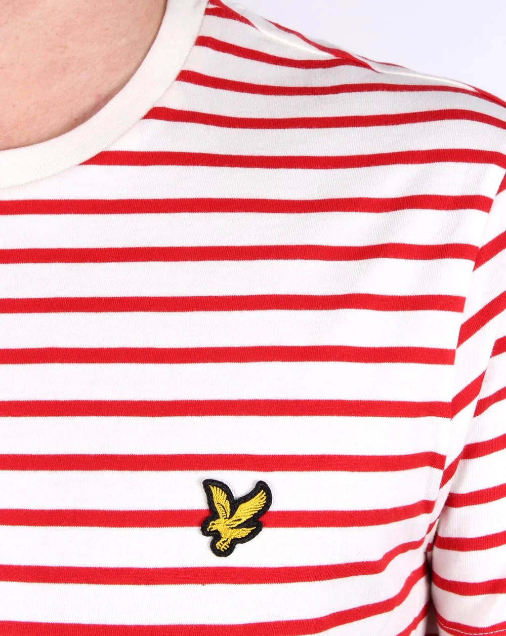 Lyle And Scott Breton Stripe T-shirt Racing Red - Image 2