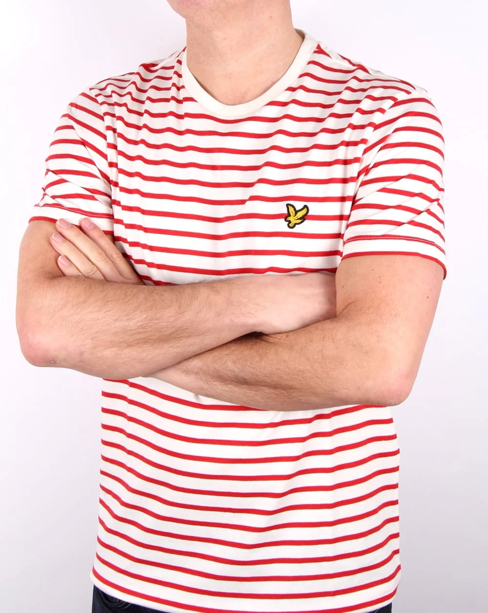 Lyle And Scott Breton Stripe T-shirt Racing Red - Image 3