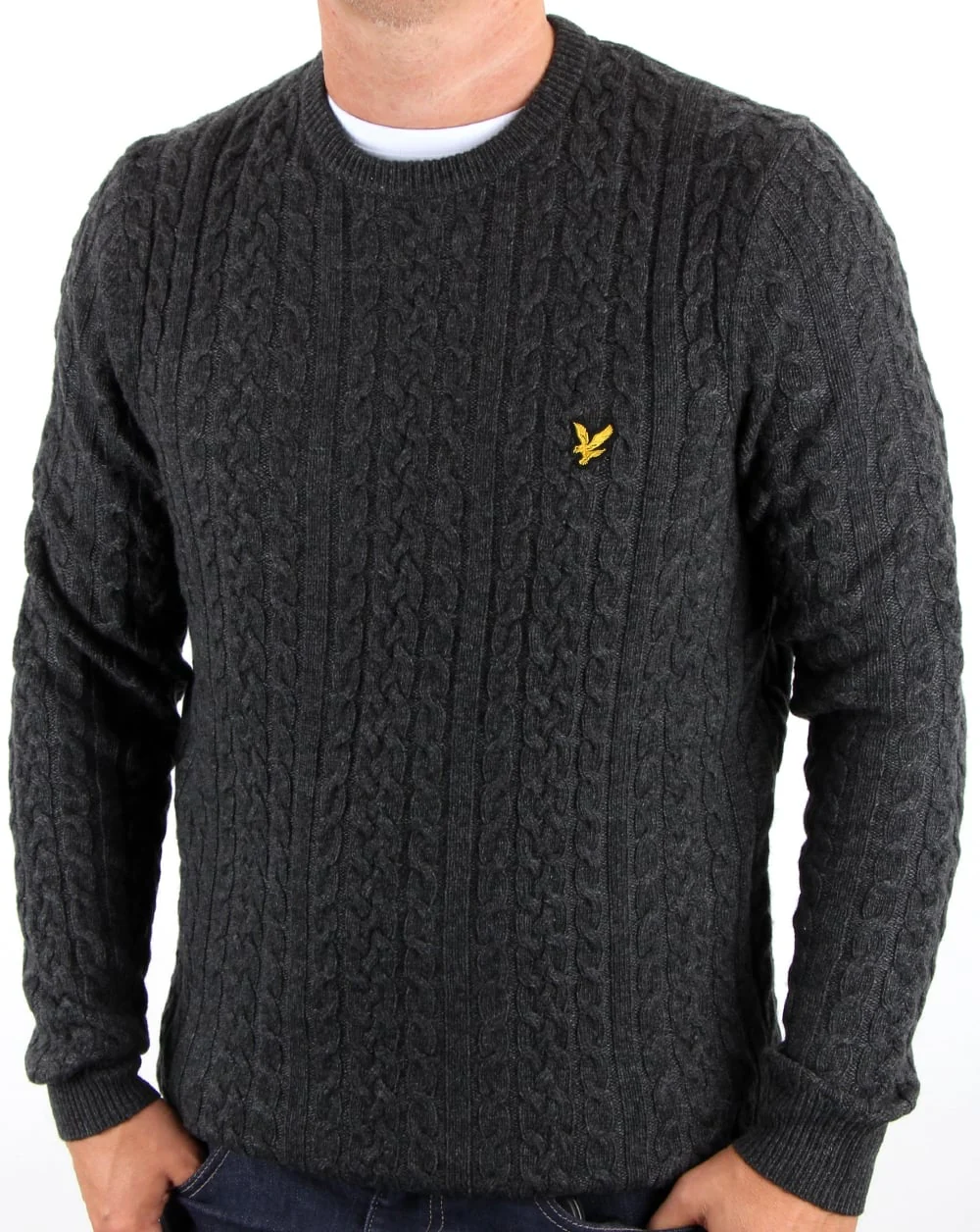 Lyle And Scott Cable Jumper Charcoal Marl