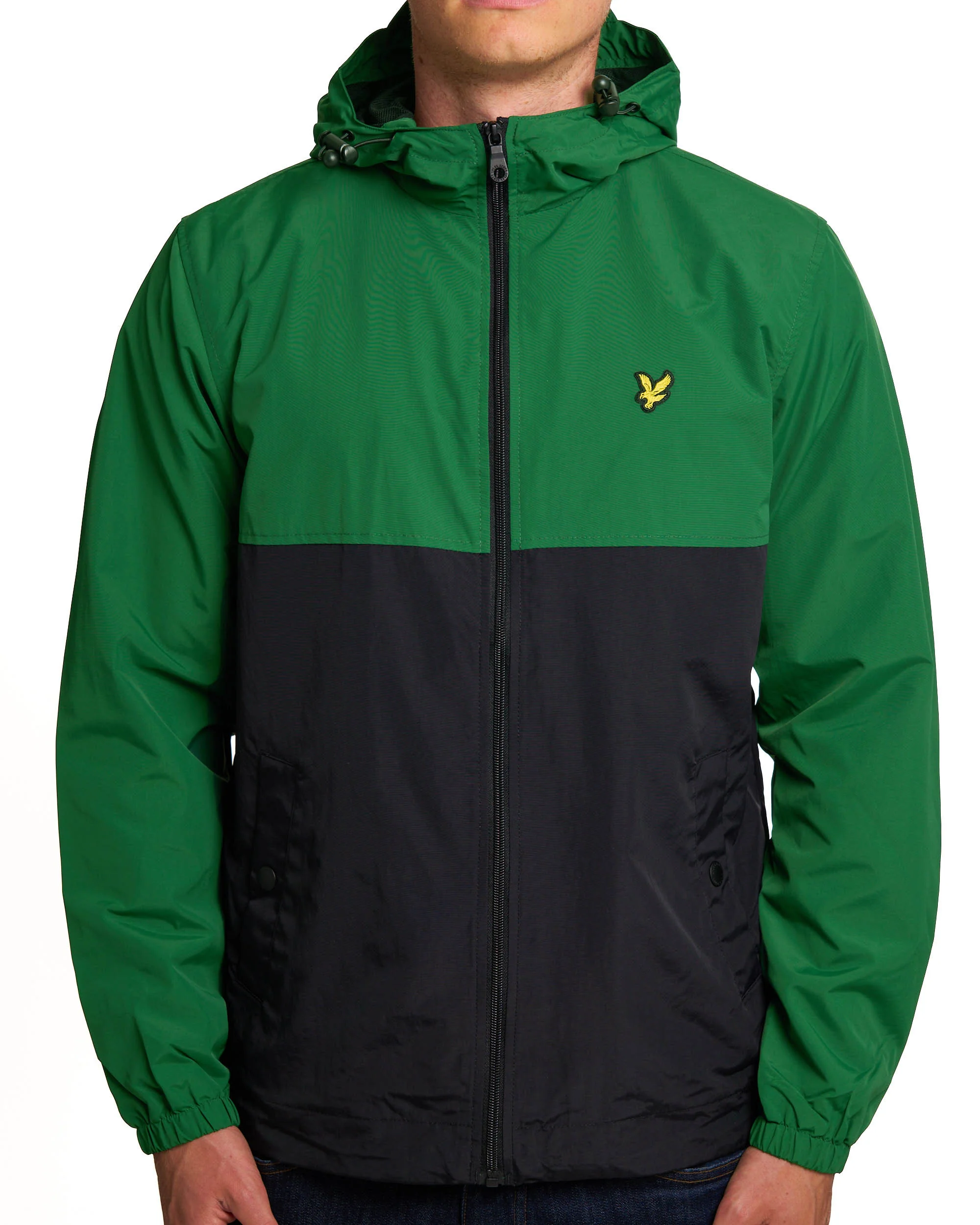 Lyle & Scott Colour Block Hooded Jacket Clover Green/Black - Image 3