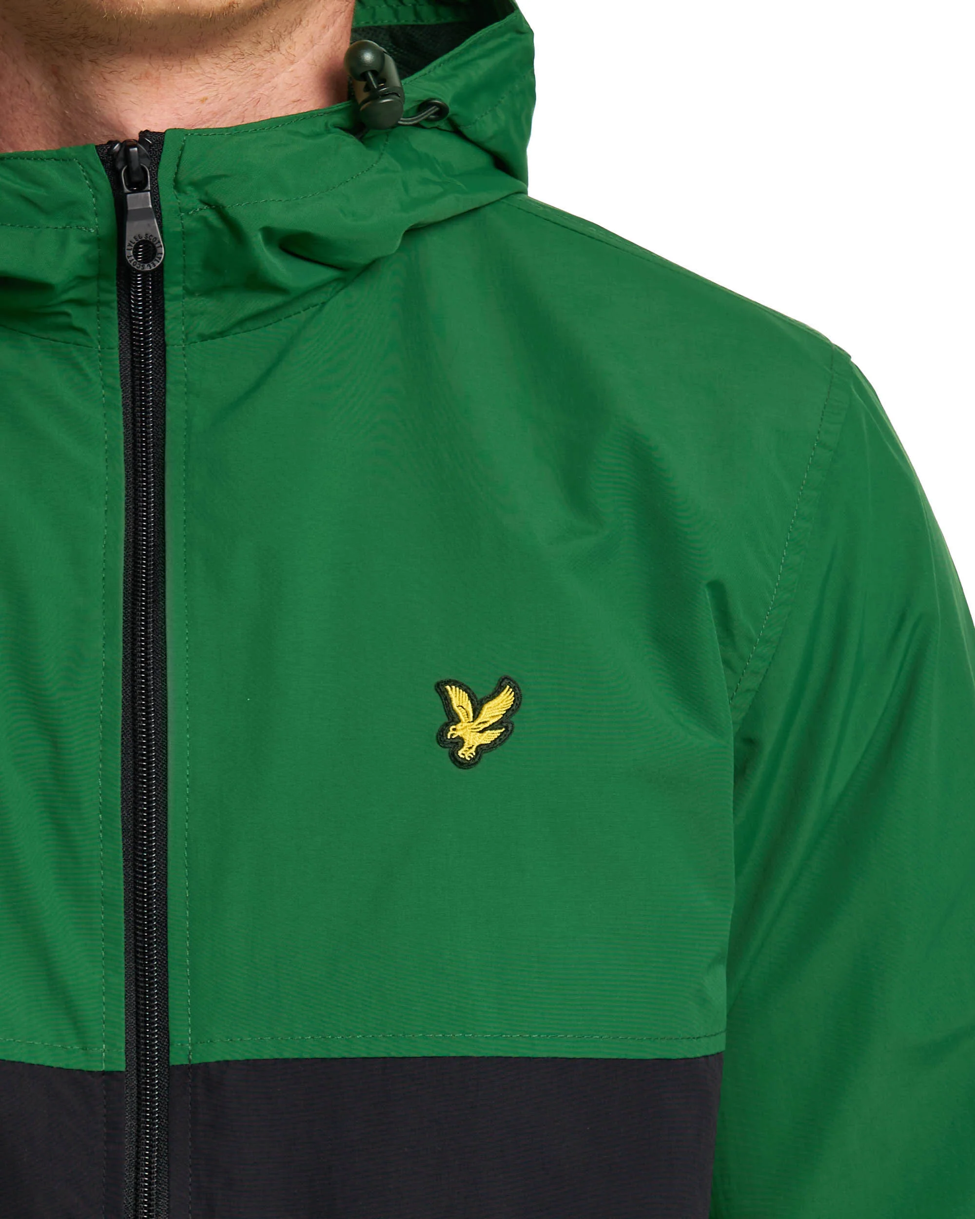Lyle & Scott Colour Block Hooded Jacket Clover Green/Black - Image 4