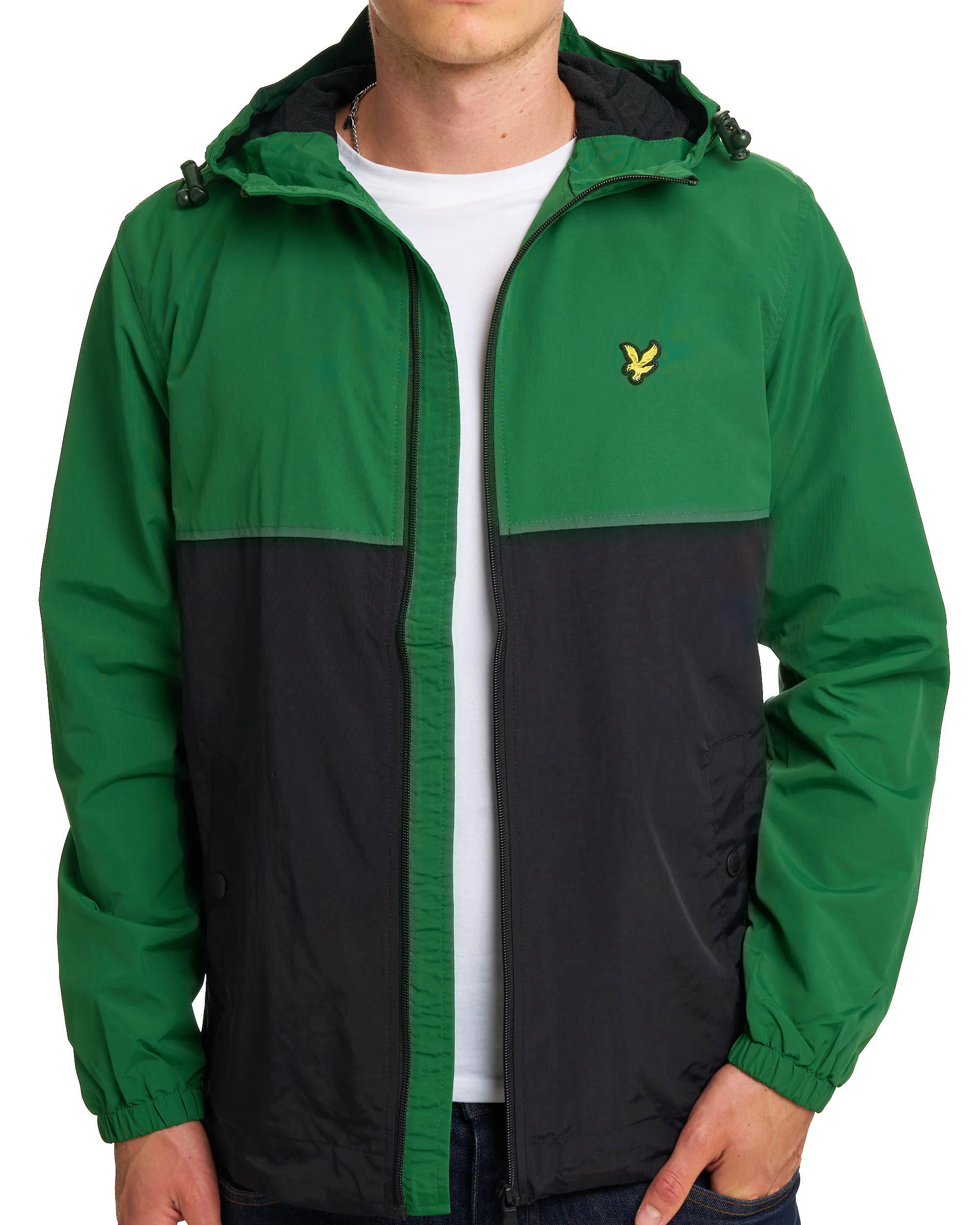 Lyle & Scott Colour Block Hooded Jacket Clover Green/Black - Image 6