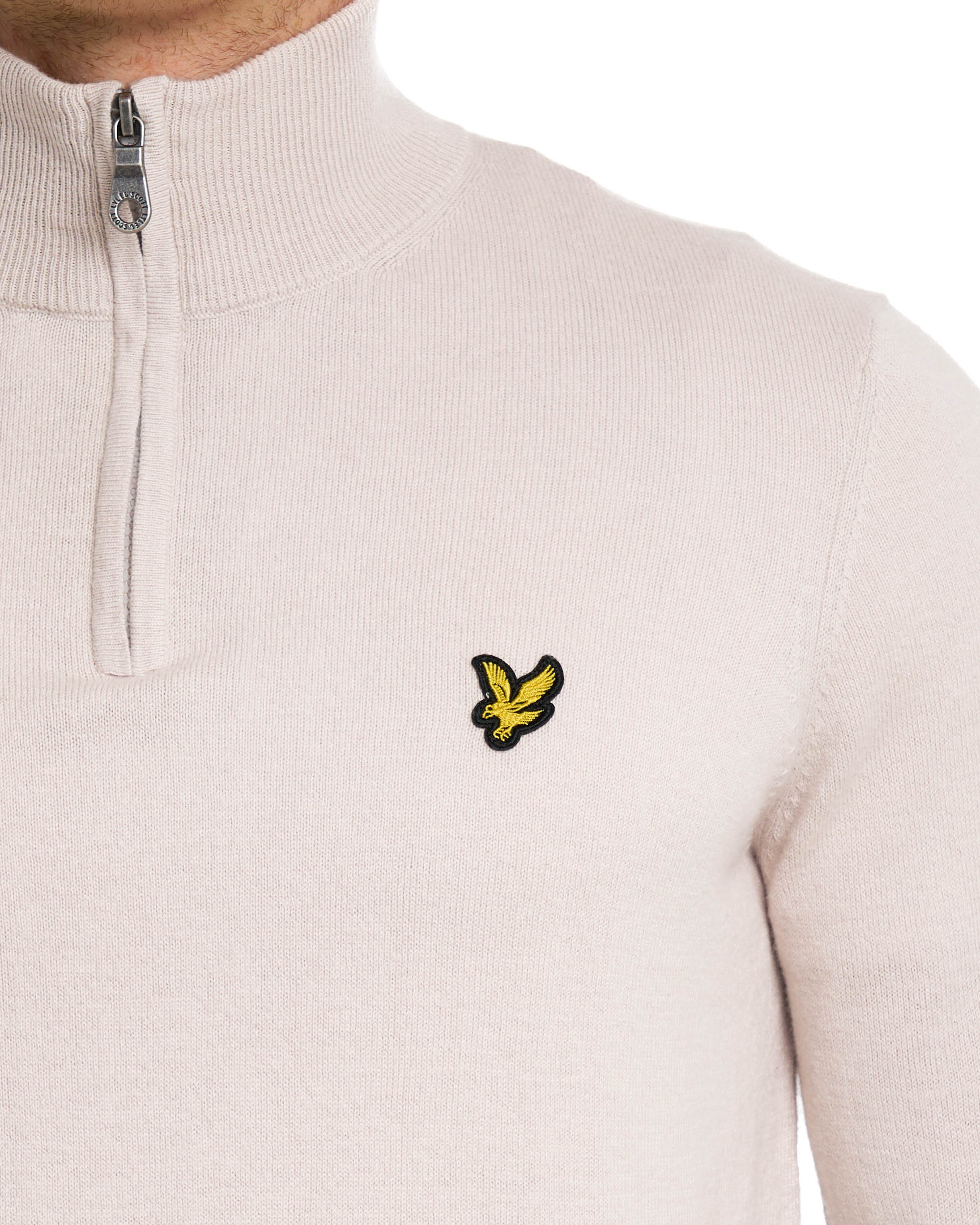 Lyle & Scott Cotton Merino 1/4 Zip Jumper Stone - Image 2
