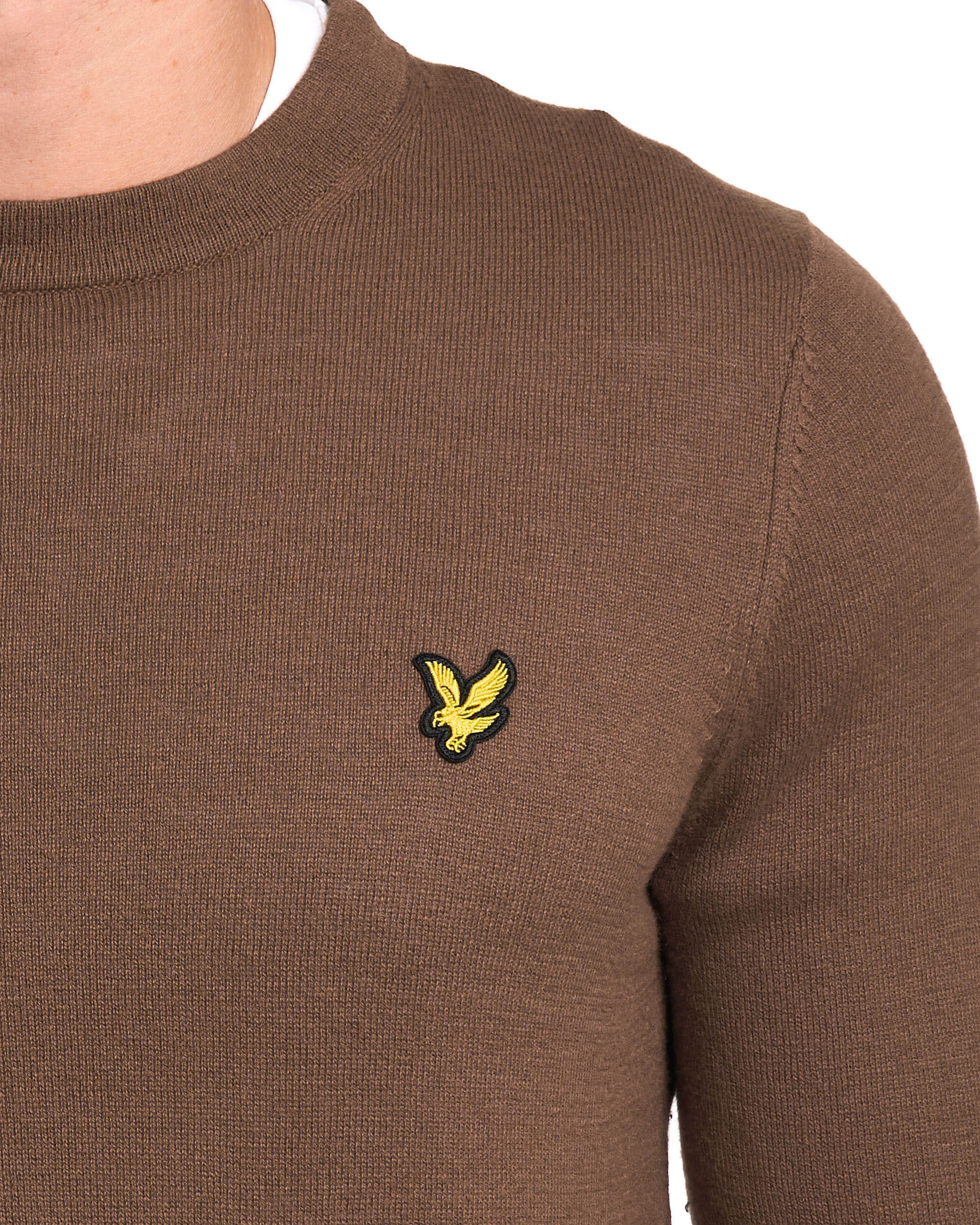 Lyle & Scott Cotton Merino Crew Jumper Sepia Brown - Image 2
