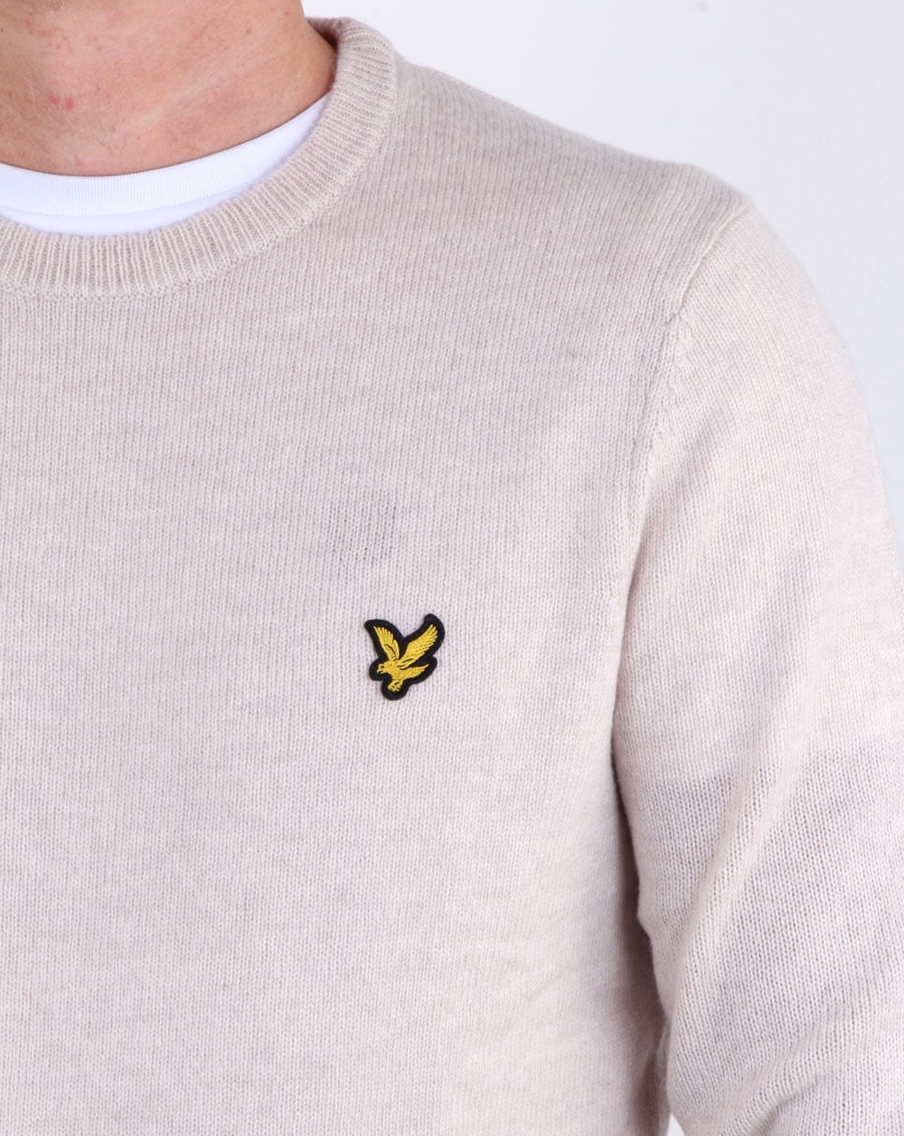 Lyle And Scott Crew Neck Lambswool Blend Jumper Sandy Marl - Image 2
