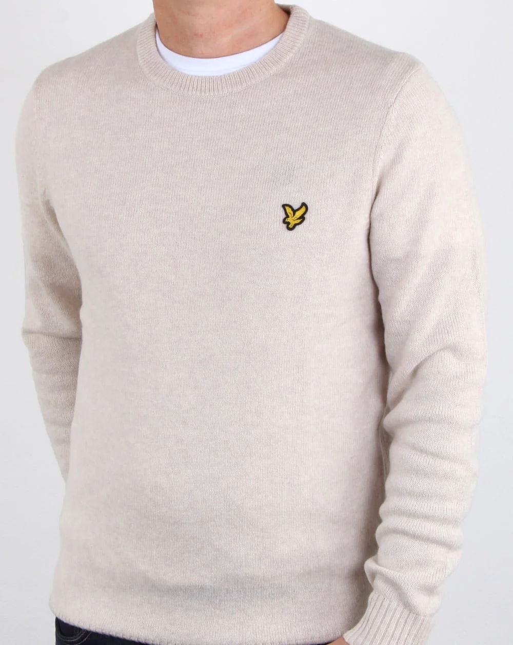 Lyle And Scott Crew Neck Lambswool Blend Jumper Sandy Marl - Image 3