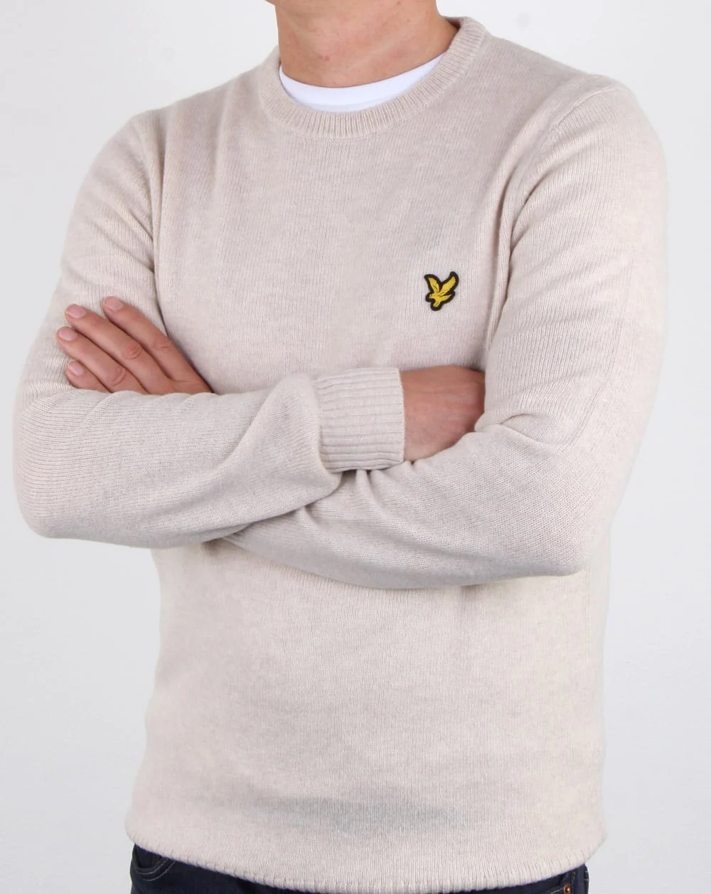 Lyle And Scott Crew Neck Lambswool Blend Jumper Sandy Marl - Image 4