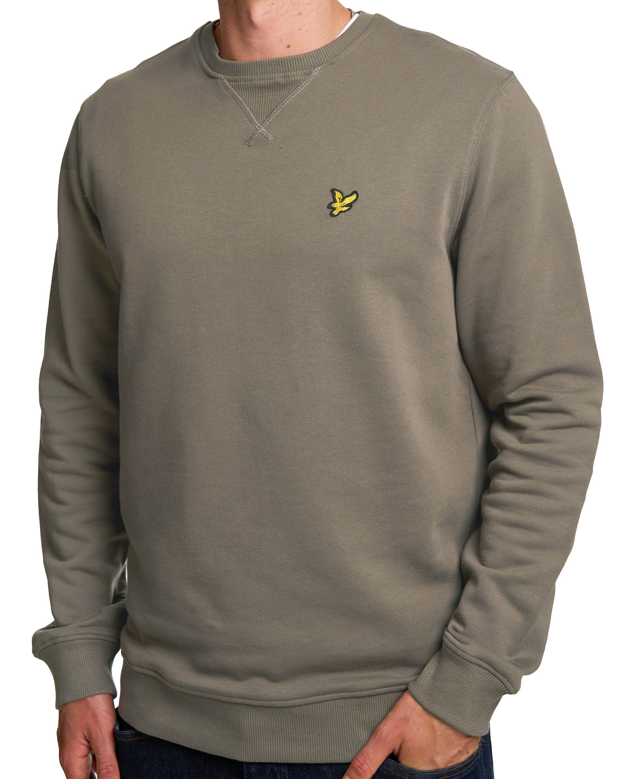 Lyle & Scott Crew Neck Sweatshirt Khaki Ash - Image 3
