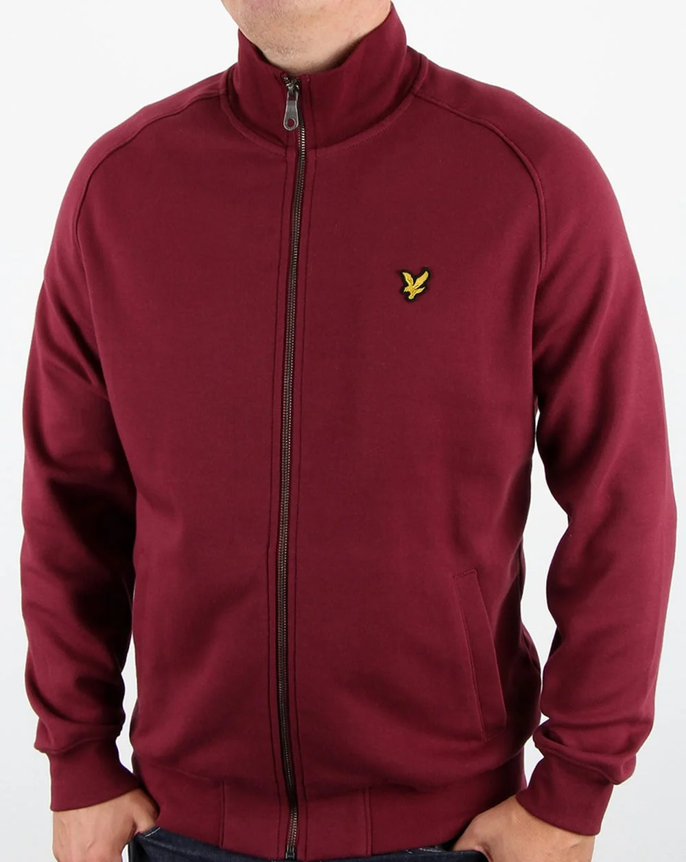 Lyle And Scott Funnel Neck Zip Through Sweatshirt Claret - Image 3