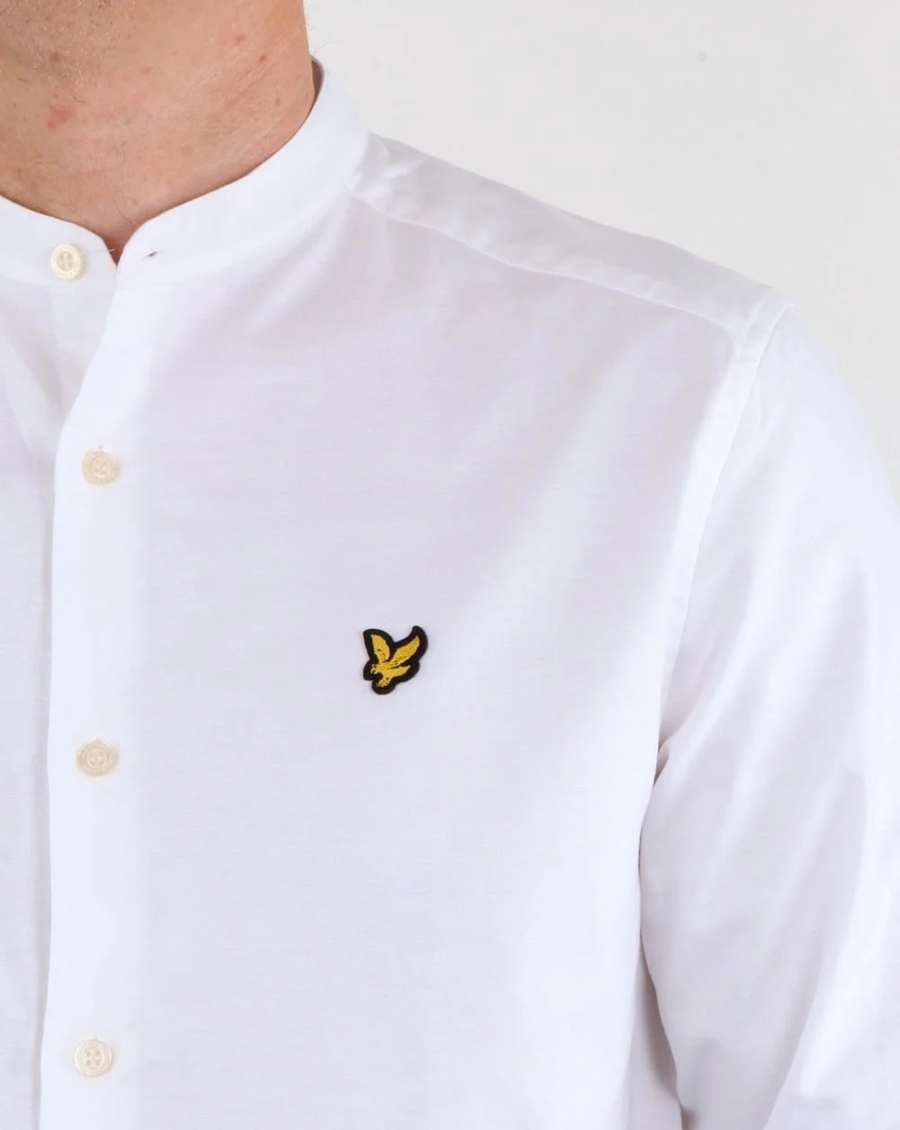 Lyle And Scott Grandad Collar Shirt White - Image 2