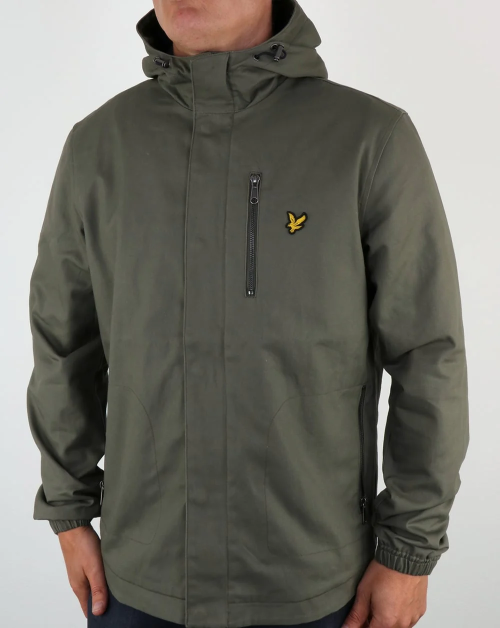 Lyle And Scott Hooded Curved Hem Jacket Dusty Olive