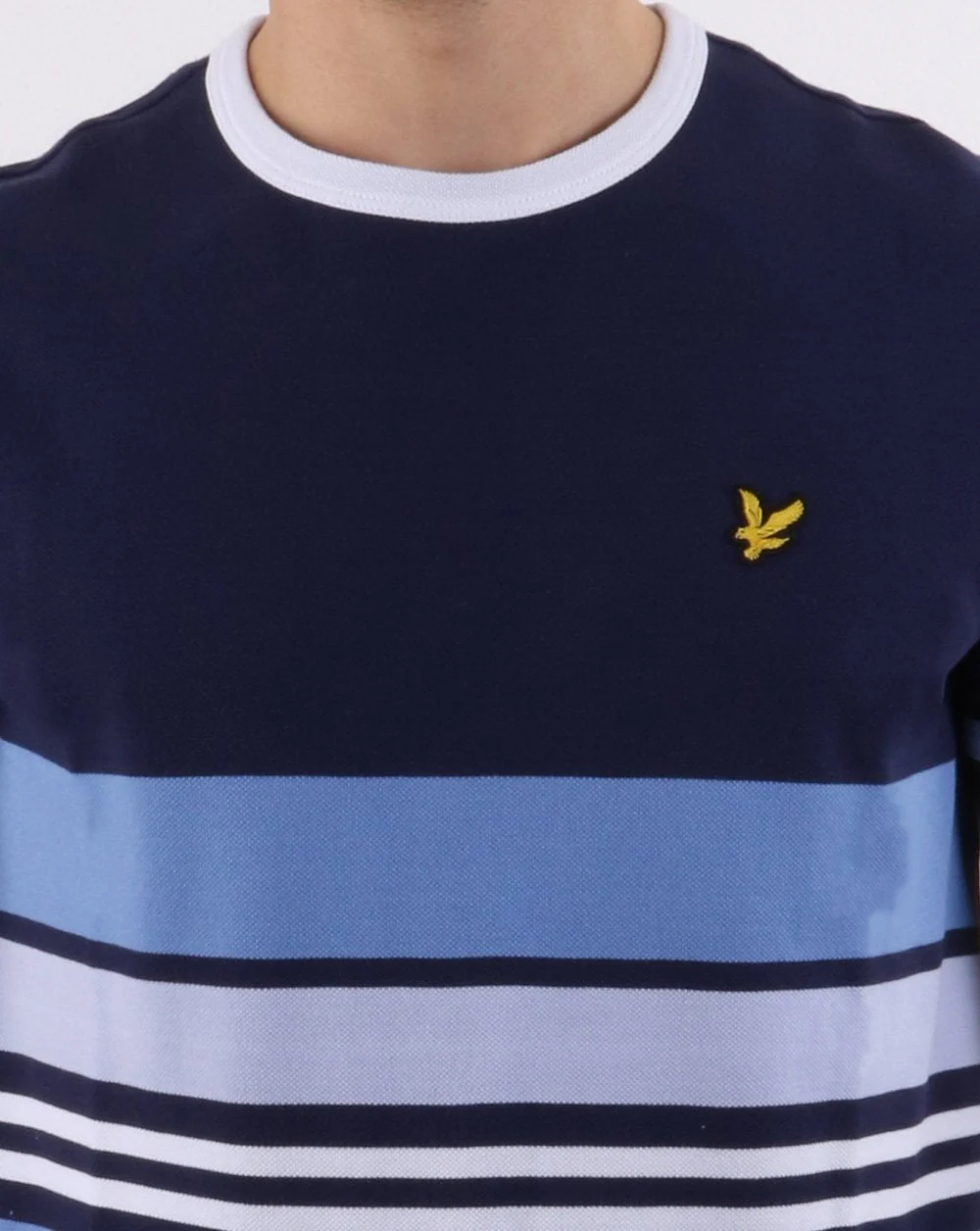 Lyle And Scott Pique Stripe Ringer T-shirt Navy - Image 3
