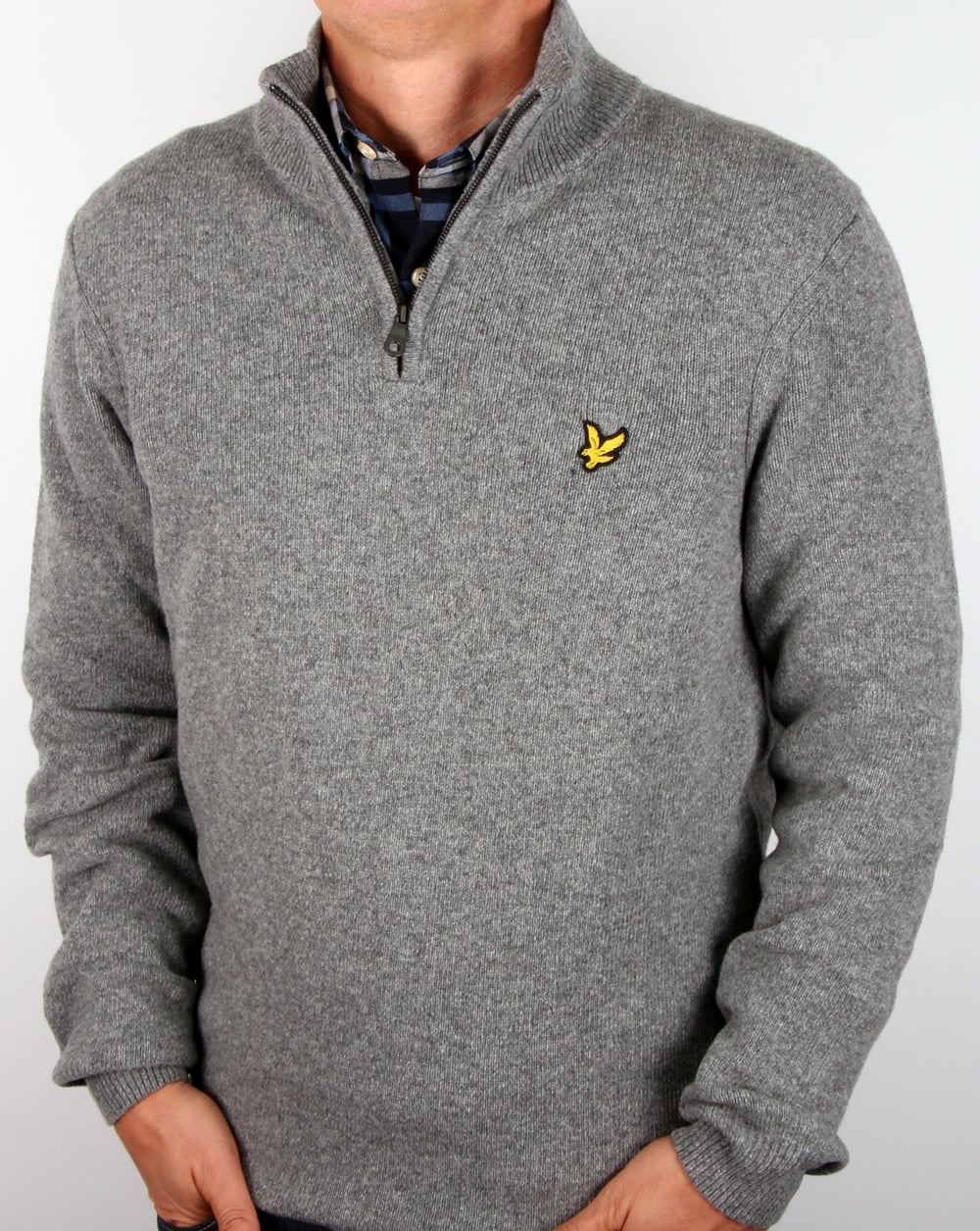 Lyle And Scott Quarter Zip Jumper Mid Grey Marl - Image 3